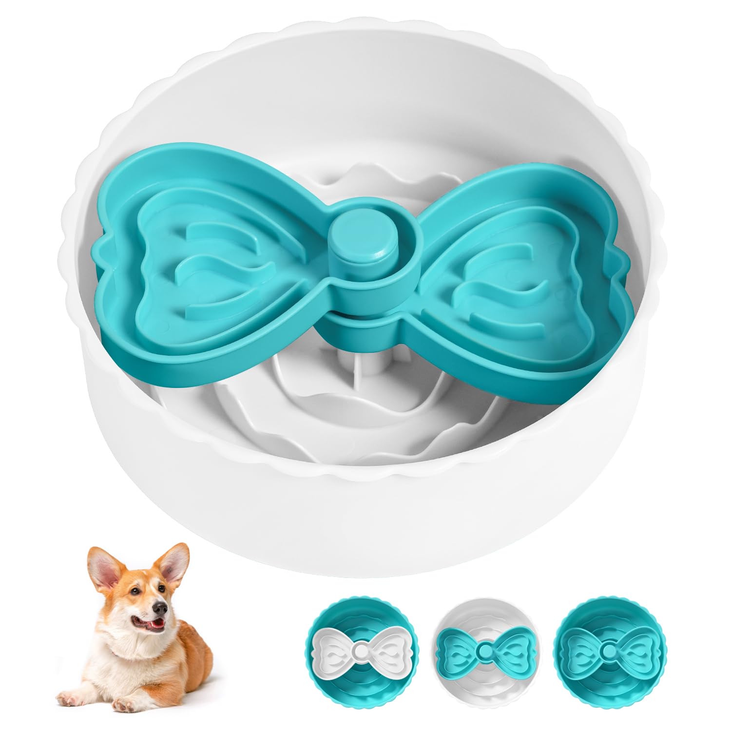Sted Puzzle Slow Feeder Dog Bowl - Anti-Choke Dog Food Bowl for Small & Medium Dogs - Blue & White Maze Design for Fast Eaters - Perfect for Mealtime Enrichment & Digestion Aid
