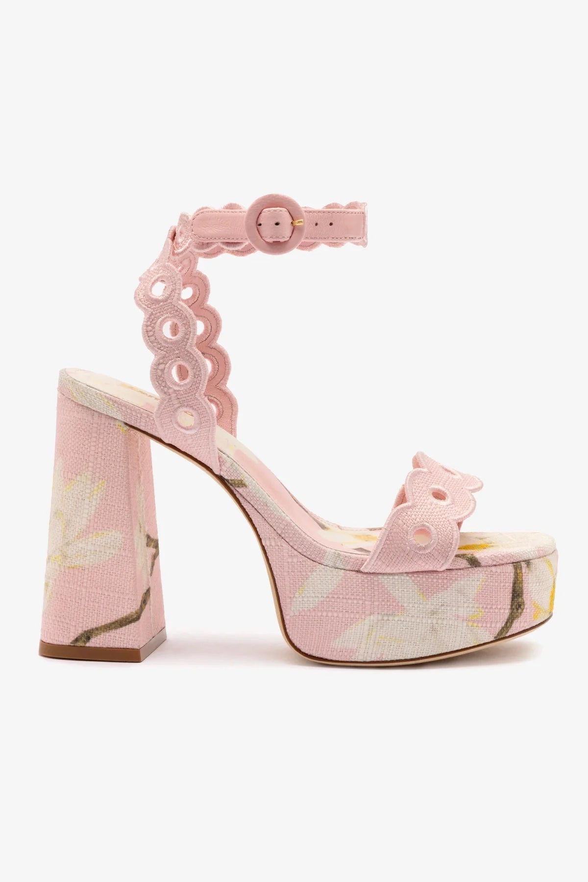Dolly Broderie Sandal In Tulip Printed Raffia - Women's Summer Fashion Sandals with Floral Embroidery | Perfect for Beach Vacations, Casual Outings & Boho Chic Style