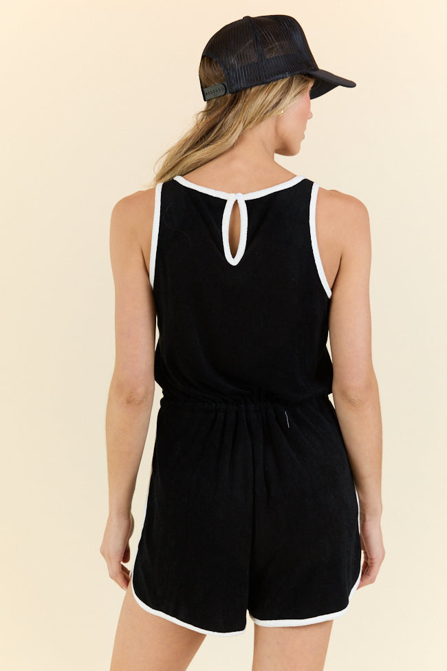Rylee Black Terry Cloth Romper Jumpsuit - Soft Cotton Baby One-Piece Outfit for Girls | Perfect for Playtime, Daycare & Photo Shoots