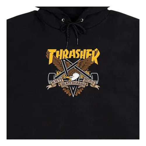 Thrasher Hoodie for Men & Women - Black Eagle Print Pullover Sweatshirt - Streetwear Fashion for Skateboarding & Casual Wear