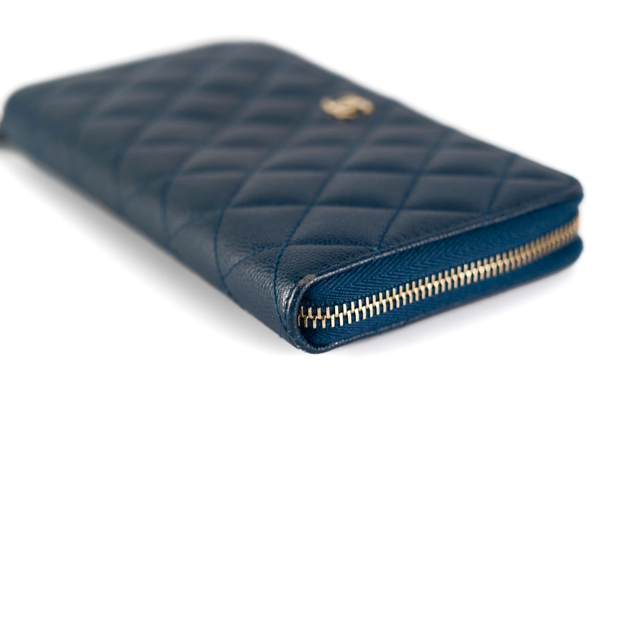 Chanel Caviar Navy Blue Zip Long Wallet for Women - Luxury Leather Wallet for Everyday Use & Travel