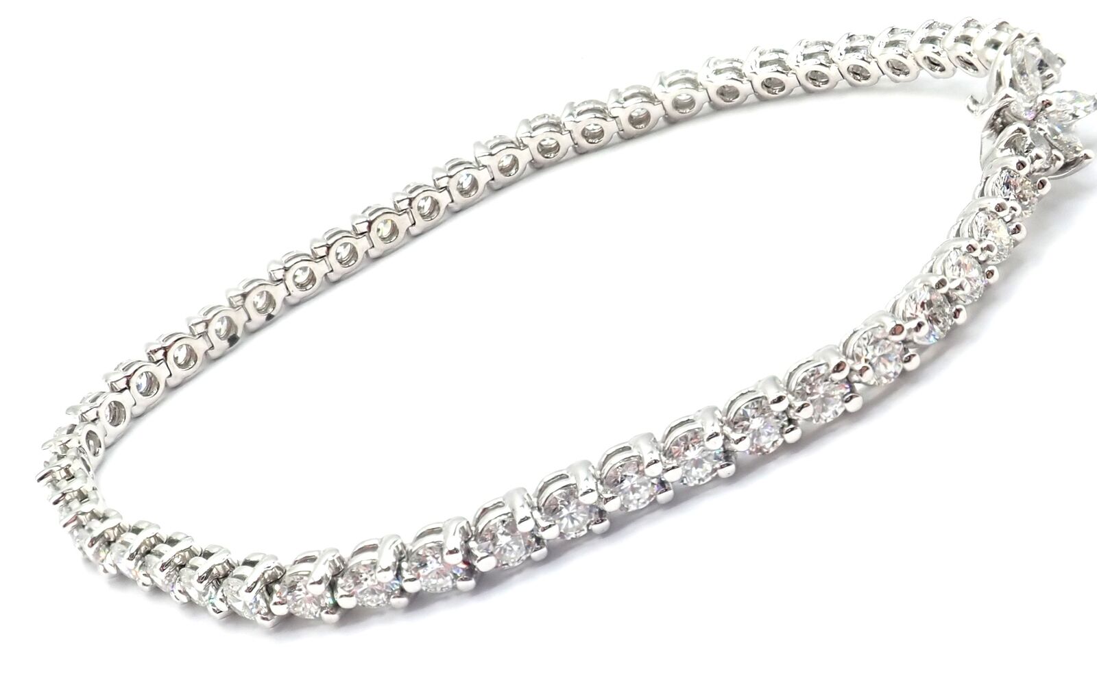 Authentic Tiffany & Co Victoria Platinum 4.49ct Diamond Tennis Bracelet for Women - Luxury Jewelry Gift for Anniversary, Wedding & Special Occasions