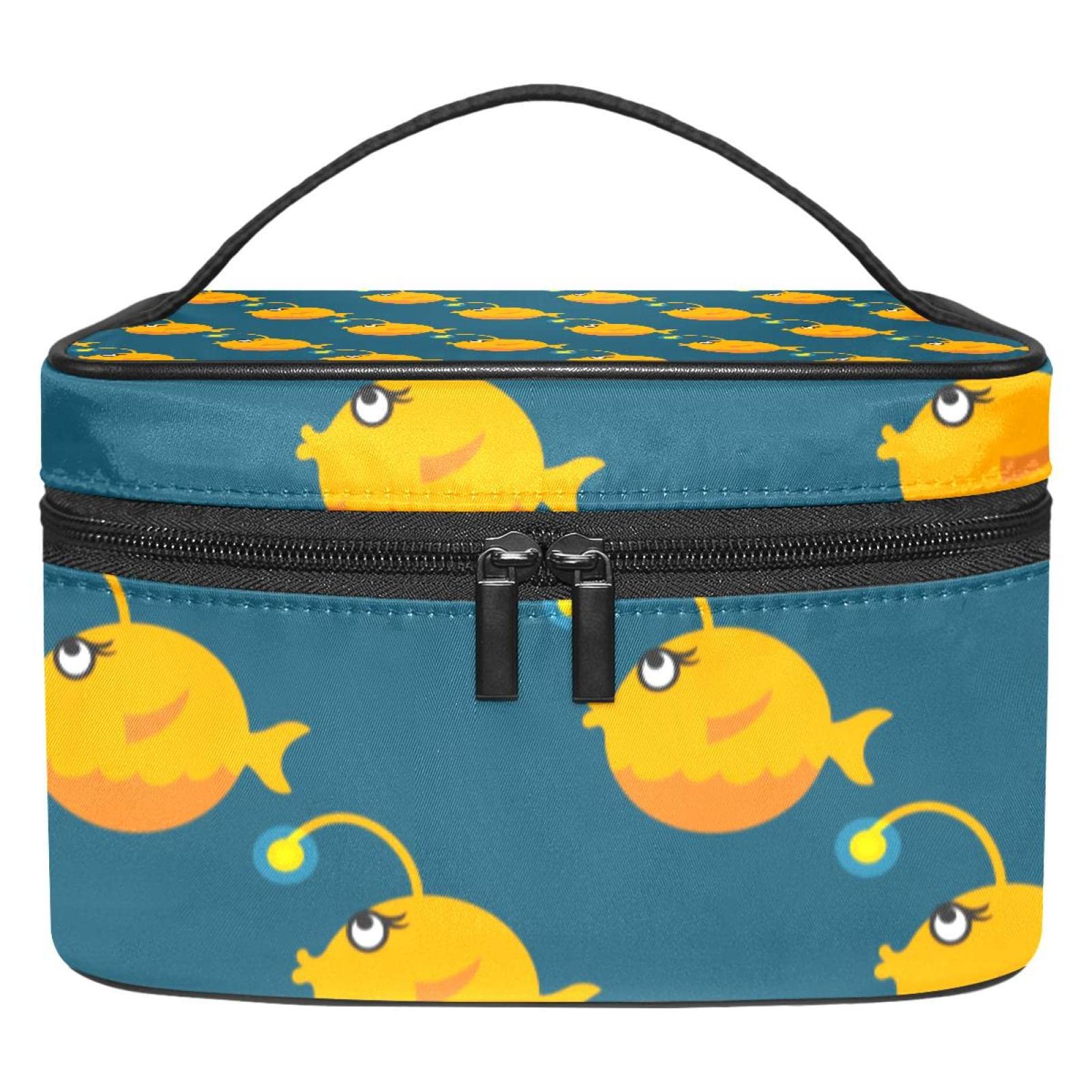 Cute Cartoon Angler Fish Makeup Organizer Bag - Portable Travel Cosmetic Case for Women & Girls | Perfect for Toiletries, Makeup Storage & Travel Essentials