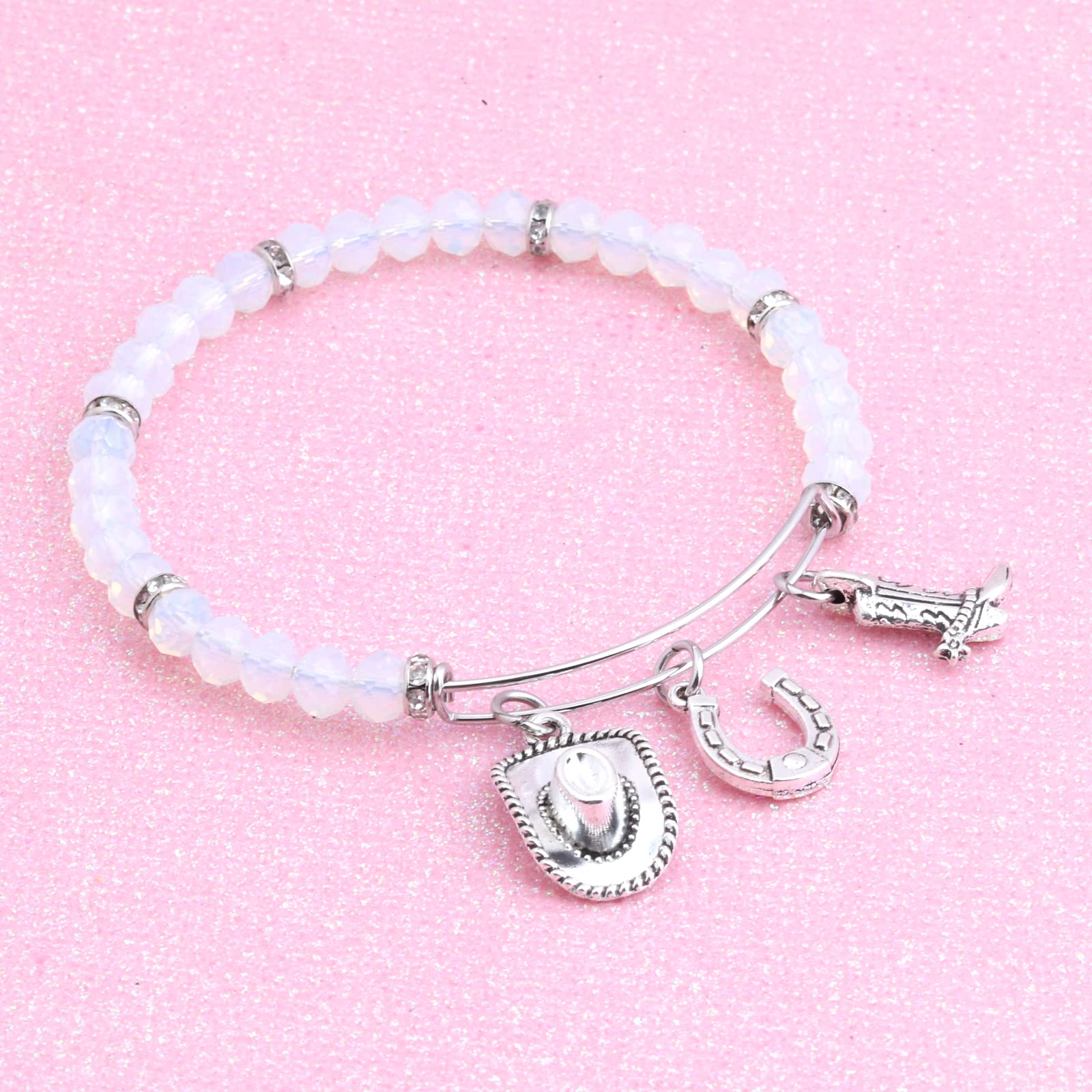 FEELMEM Western Cowgirl Bracelet - Equestrian Jewelry with Horseshoe Charm - Perfect Gift for Horse Lovers | Cowgirl Fashion Accessory for Rodeo, Ranch & Country Style Outfits