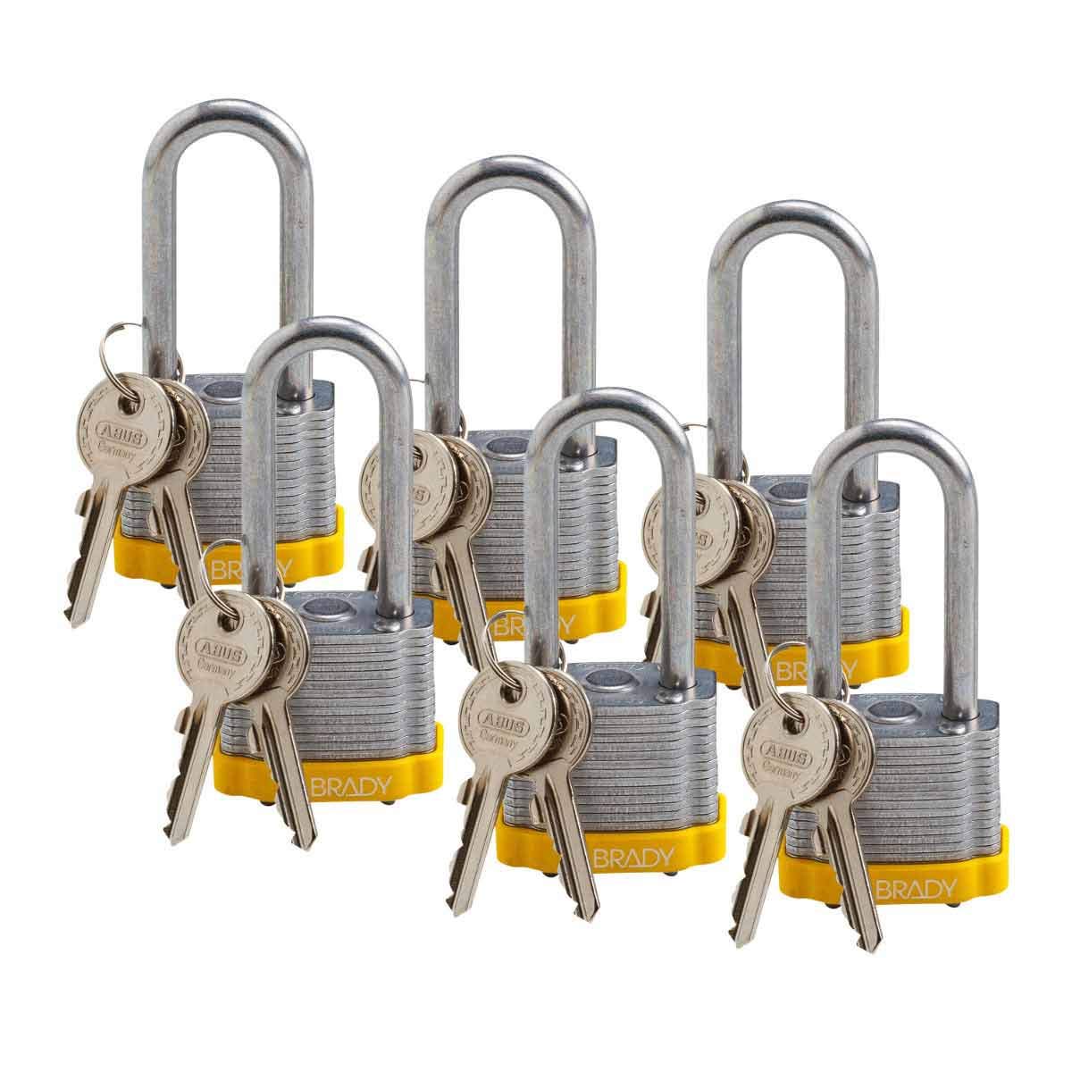 Brady Steel Lockout Tagout Padlock 6-Pack - Keyed Alike, 1-1/3