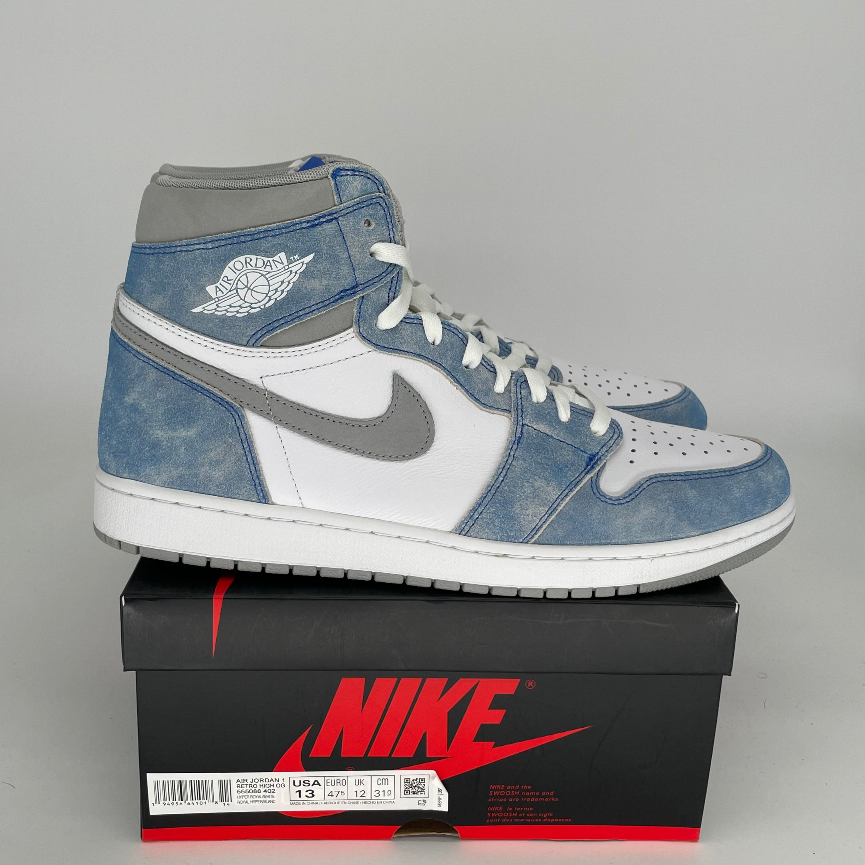 AIR JORDAN 1 HYPER ROYAL Men's Basketball Shoes Size 13 - 555088-402 | Sneakers for Streetwear, Casual & Basketball Games