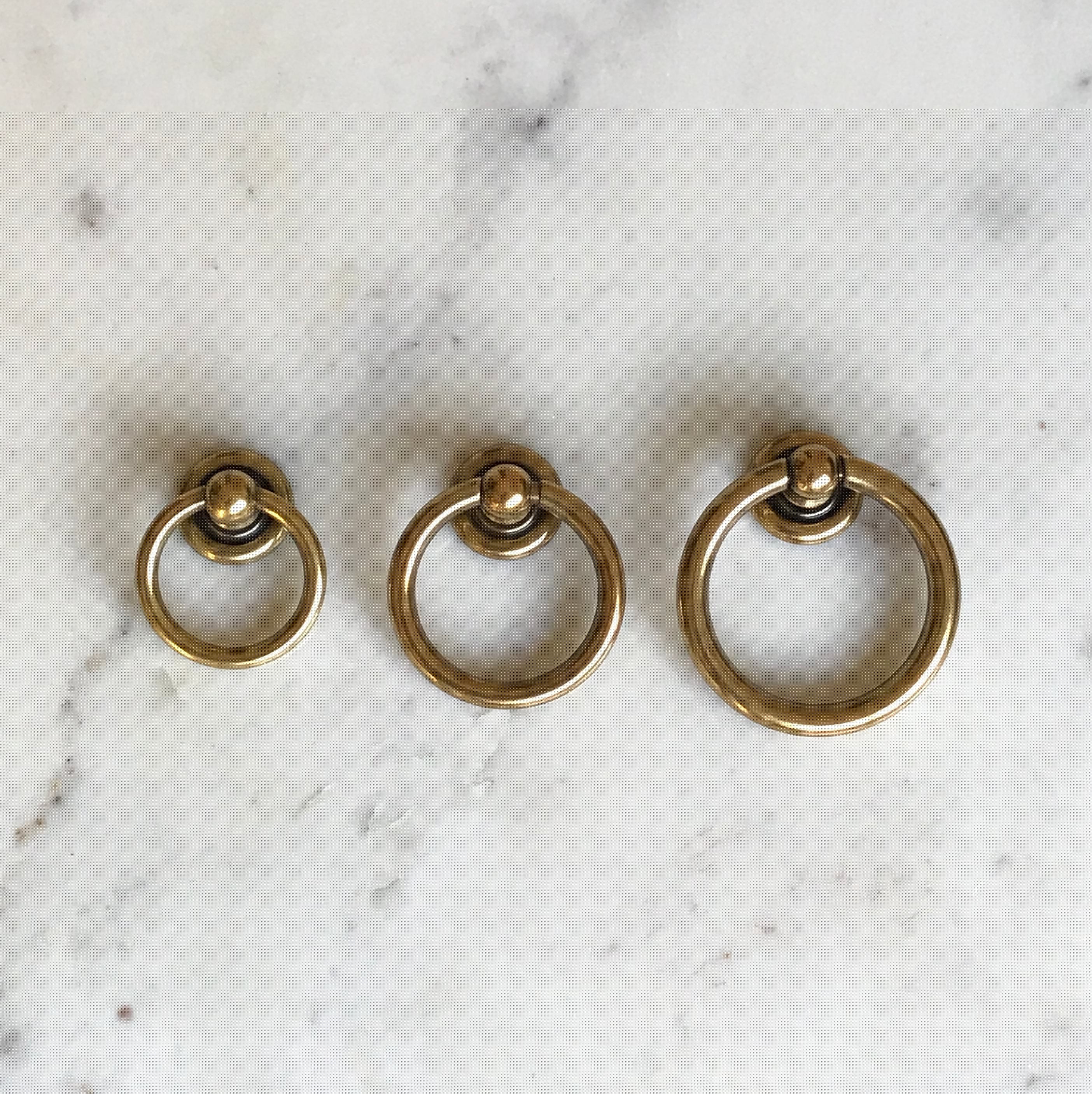 Vintage Brass Ring Pulls - Cabinet & Drawer Handles for Kitchen, Bathroom & Furniture - Durable Hardware for Home Renovation & DIY Projects