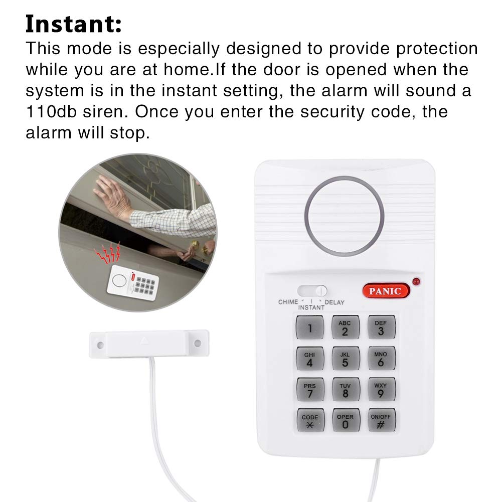 Wireless Home Security Alarm System with Keypad & Panic Button - No Wiring Required, Rustproof for Doors, Sheds & Home Offices | Ideal for Home Protection & Small Business Security