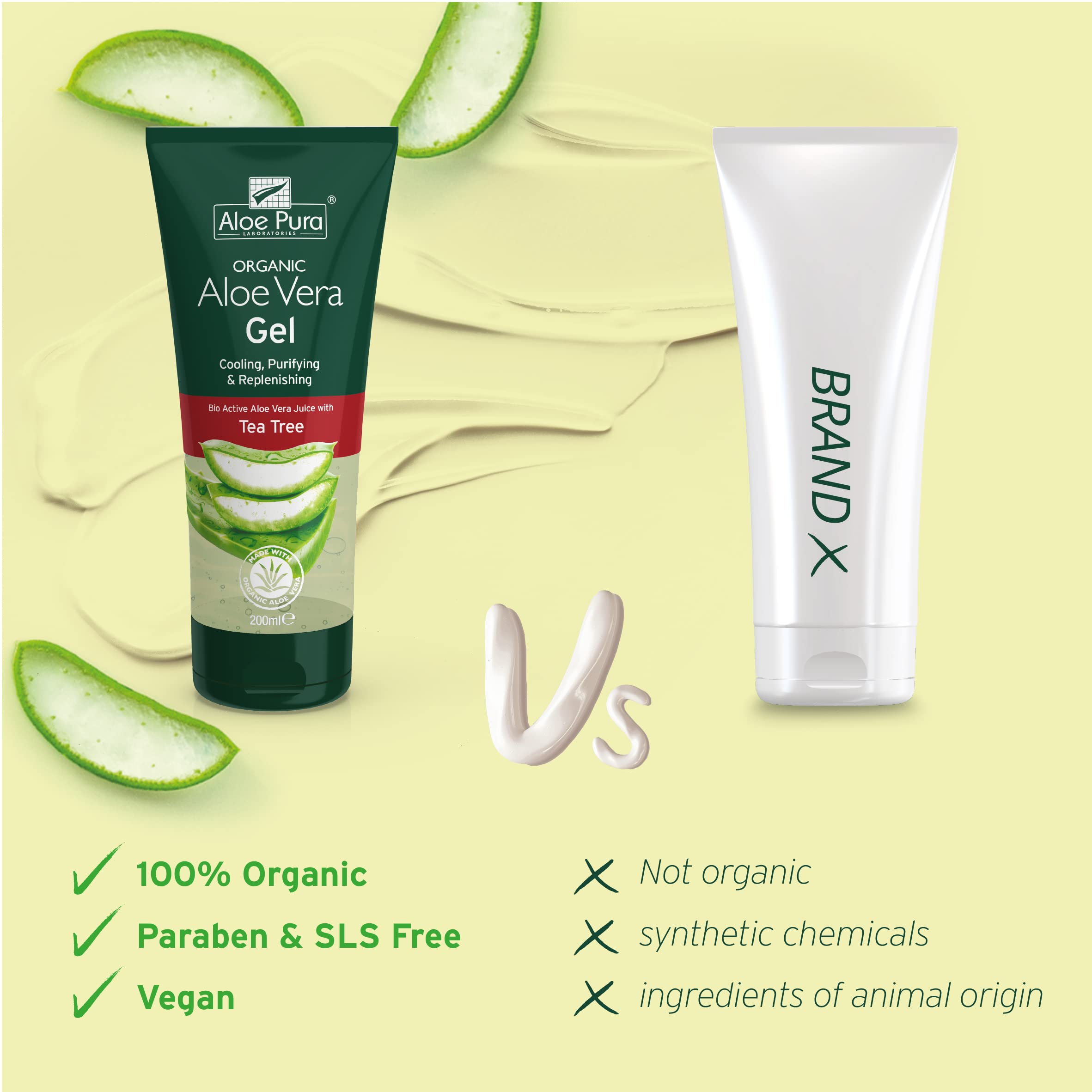 Optima Pure Aloe Vera & Tea Tree Oil Gel 200ml - Soothing Skin Care for Sunburn, Acne & Dry Skin Relief