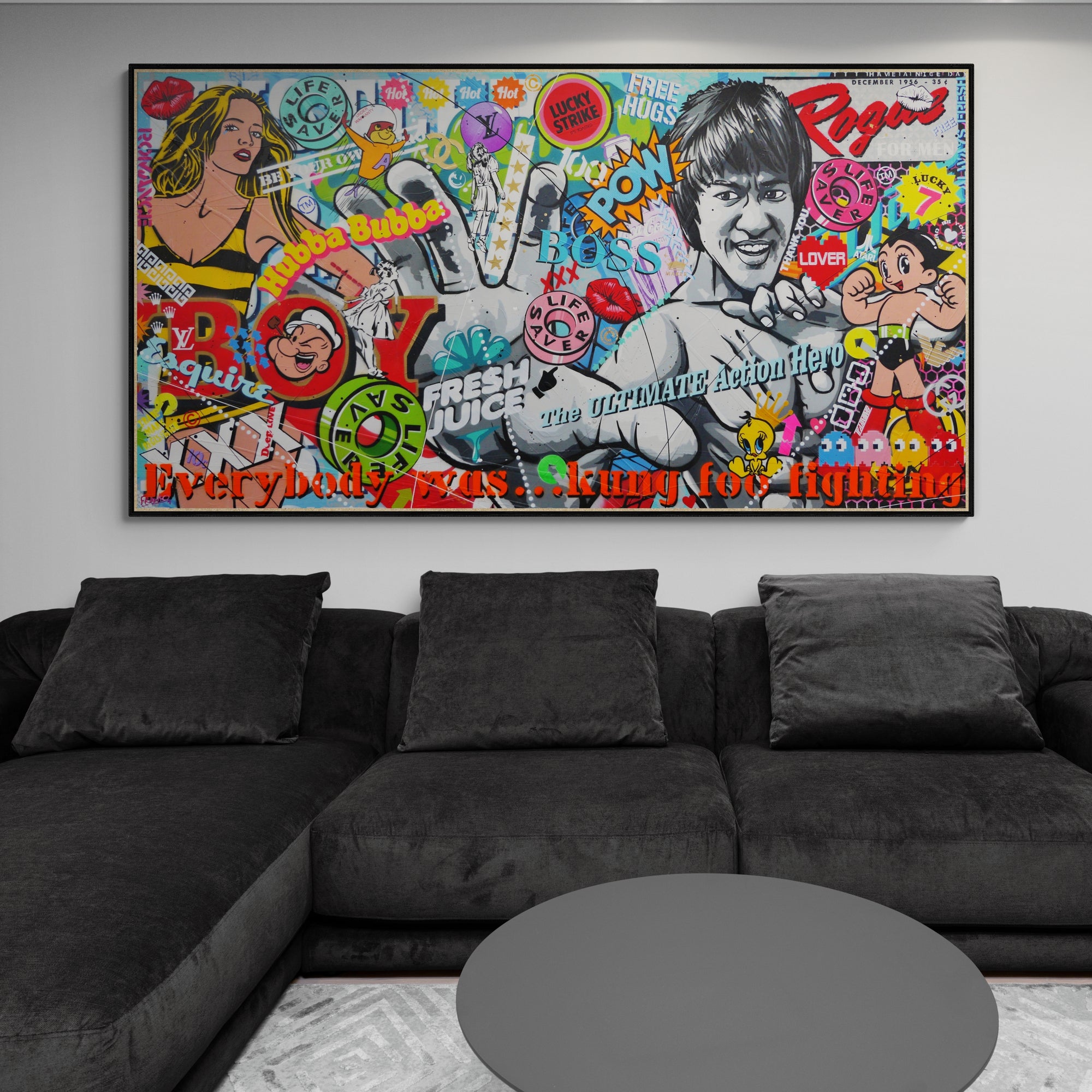 Rogue Bruce 190cm x 100cm Bruce Lee Textured Urban Pop Art Canvas - Modern Home Decor for Living Room, Bedroom & Office Wall Art