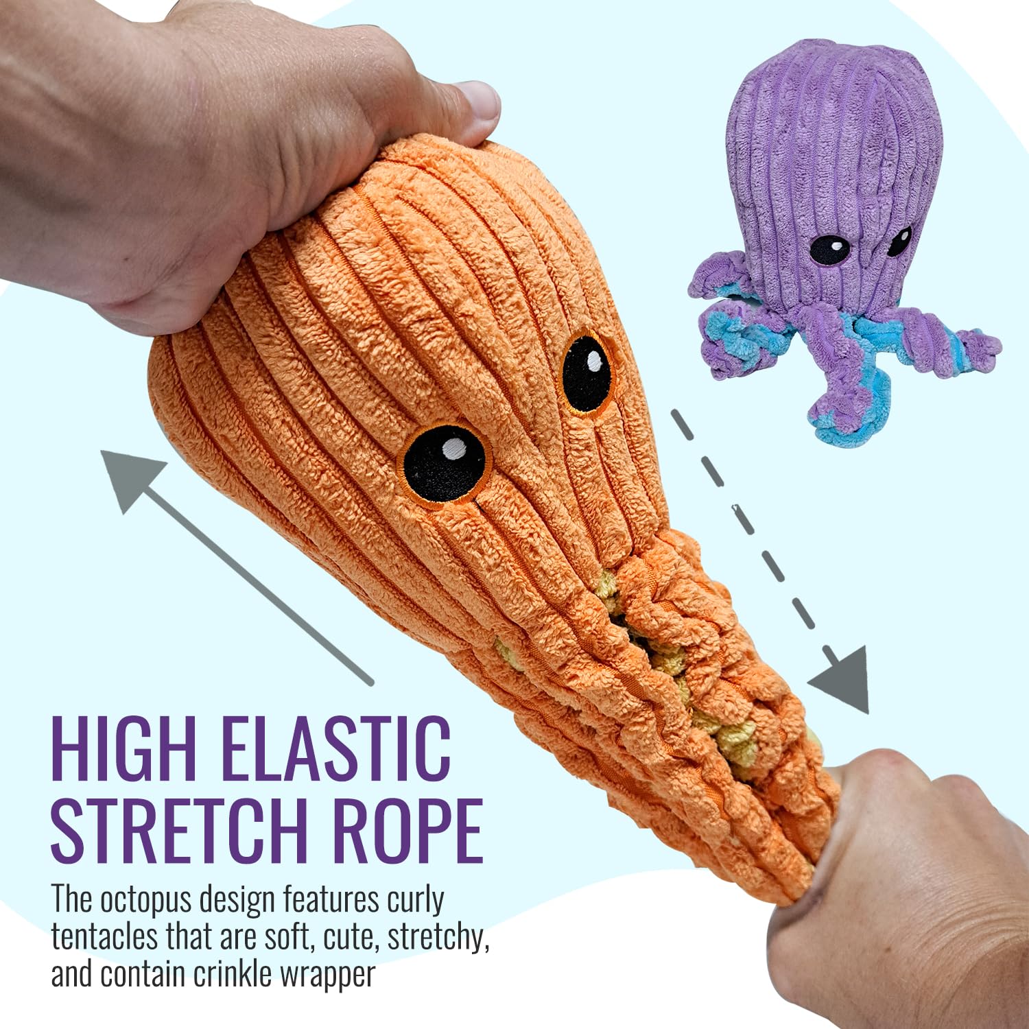 Durable Octopus Dog Toys with Squeaker & Crinkle - Interactive Chew Toys for Small, Medium & Large Dogs (Orange/Yellow) - Perfect for Playtime, Training & Teething Puppies