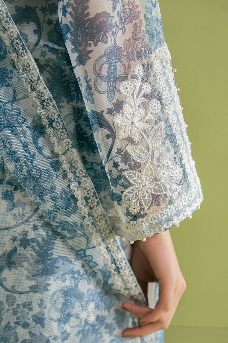 Elegant Blue Ceramic 2-Piece Outfit (Shirt & Dupatta) for Women - Perfect for Weddings, Parties & Festive Occasions