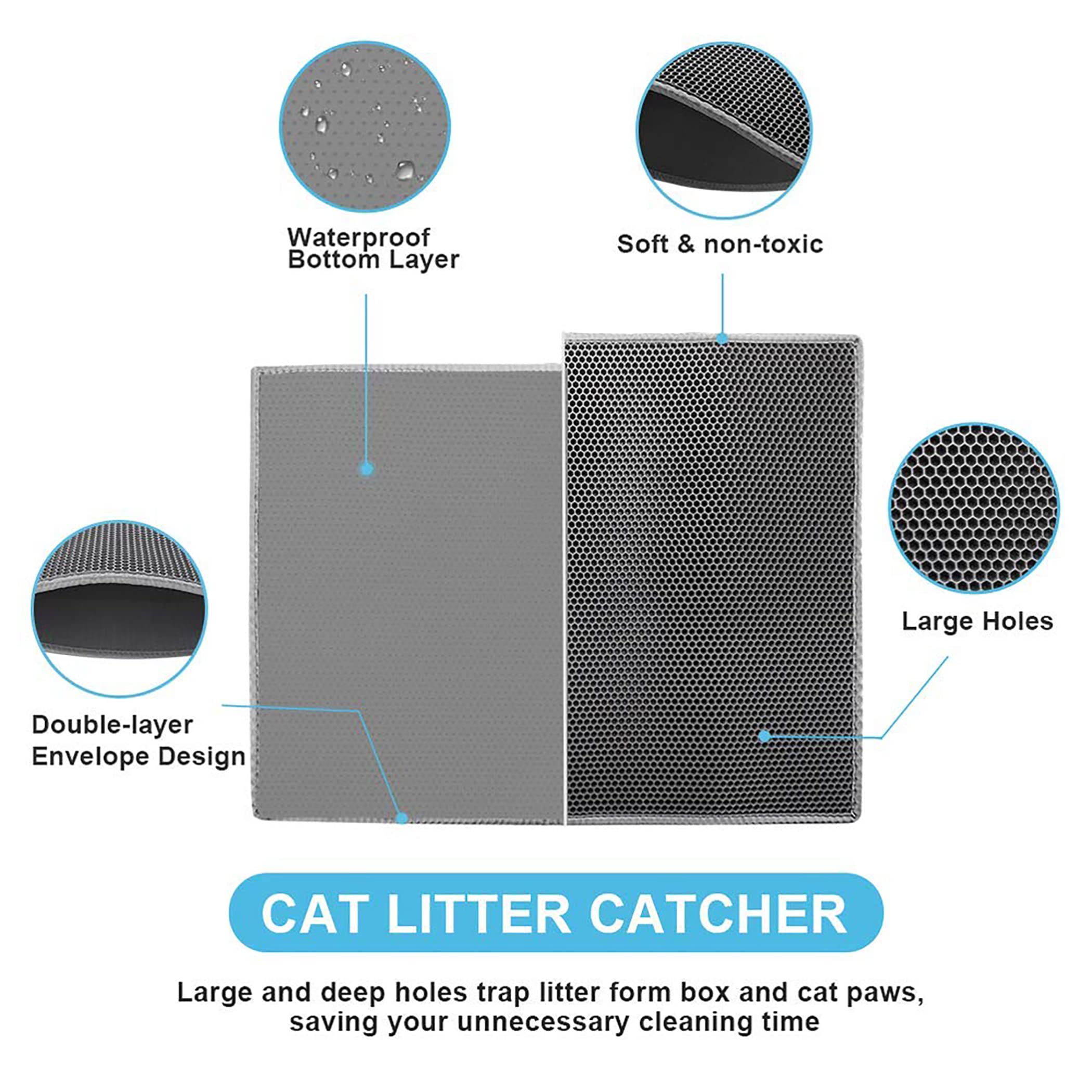 **Premium Cat Litter Box Mat - Large 15x24 Inch Non-Slip Litter Trapping Mat for Floors - Easy to Clean, Absorbent & Durable (Black) - Perfect for Indoor Cats & Multi-Cat Homes**