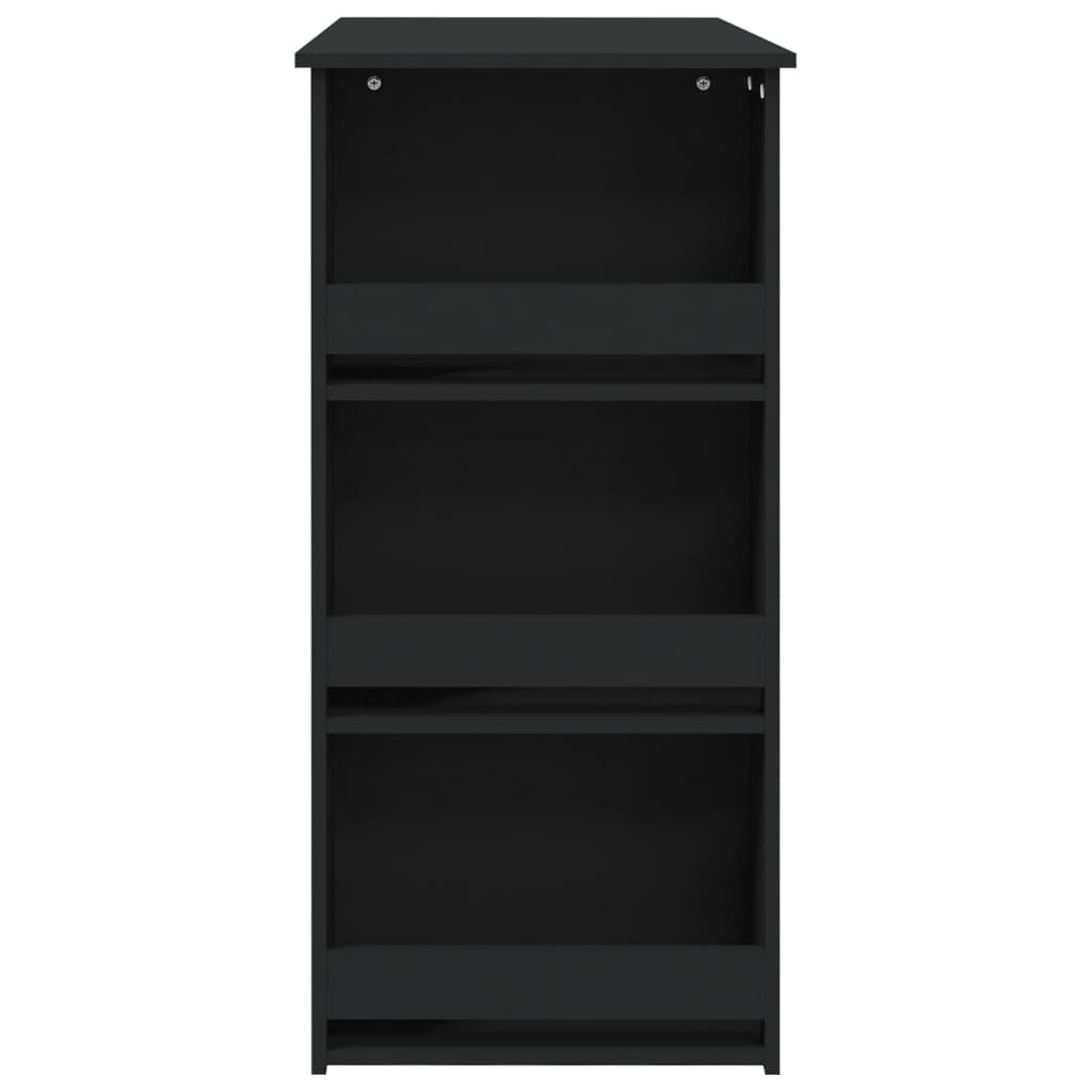 Black Engineered Wood Bar Table with Storage Rack - 40.2