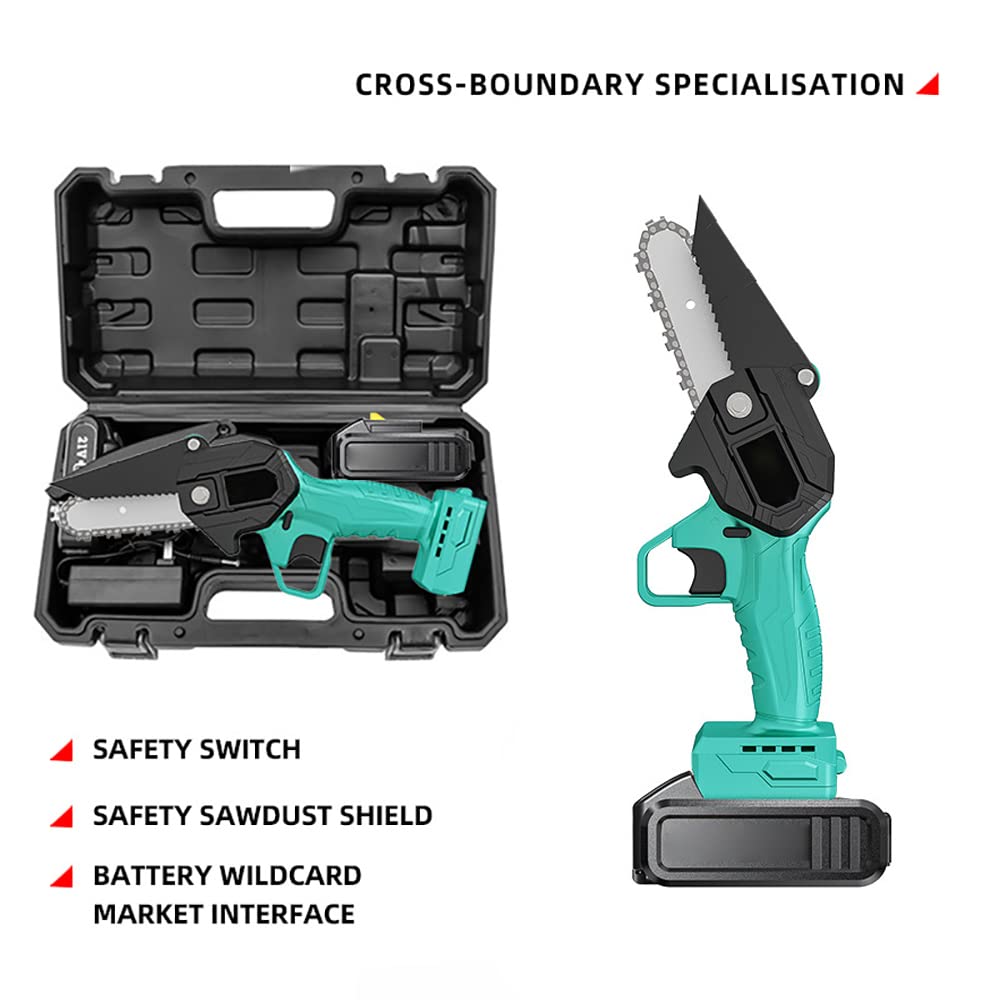 Mini Chainsaw Cordless Electric - 4 Inch Portable Power Chain Saw for Branch Wood Cutting, Garden Tree Logging & Trimming | Perfect for DIY Projects, Yard Work & Camping