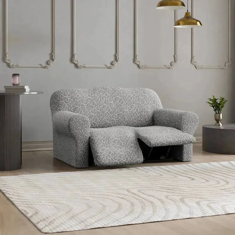 2 Seater Recliner Slipcover - Jacquard 3D Collection Sofa Cover | Stretchable Furniture Protector for Living Room, Bedroom & Home Decor