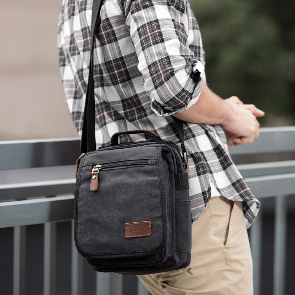 XINCADA Men's Canvas Messenger Bag - Durable Crossbody Shoulder Bag for Work, Business & Travel - Stylish Laptop Purse for Professionals & Commuters