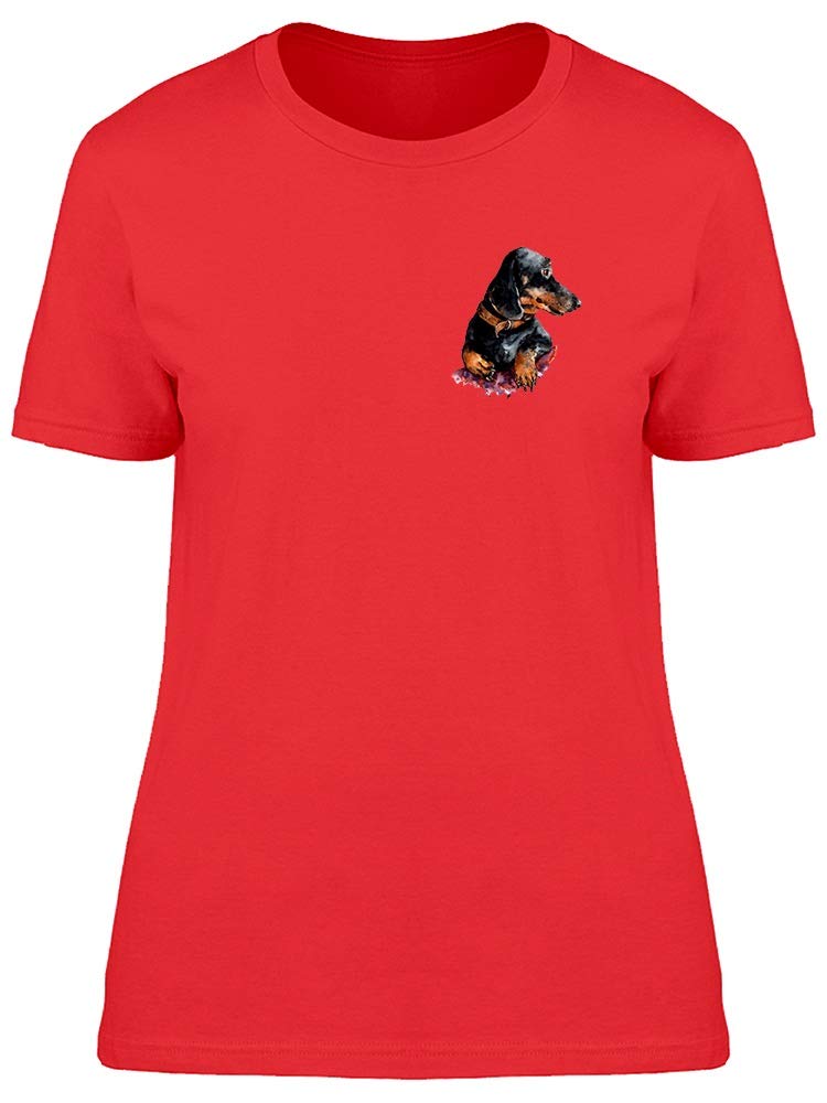 Stylish Watercolor Dachshund Dog T-Shirt for Women - Red | Cute Casual Summer Tee for Dog Lovers, Outings & Gifts