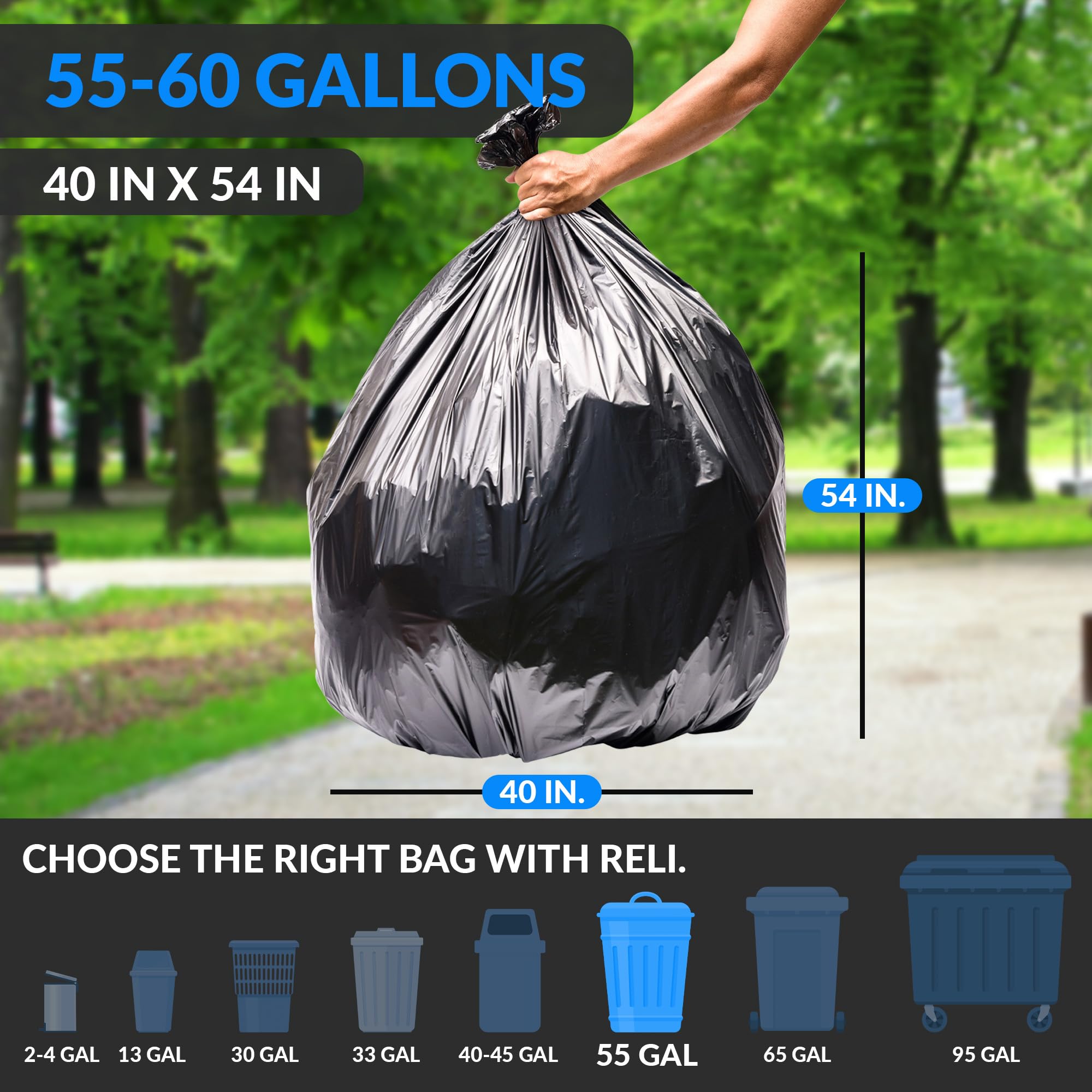 350 Count Thank You T-Shirt Bags & 150 Count 55-60 Gallon Trash Bags - Bulk Plastic Bags for Retail Stores, Restaurants, and Home Use