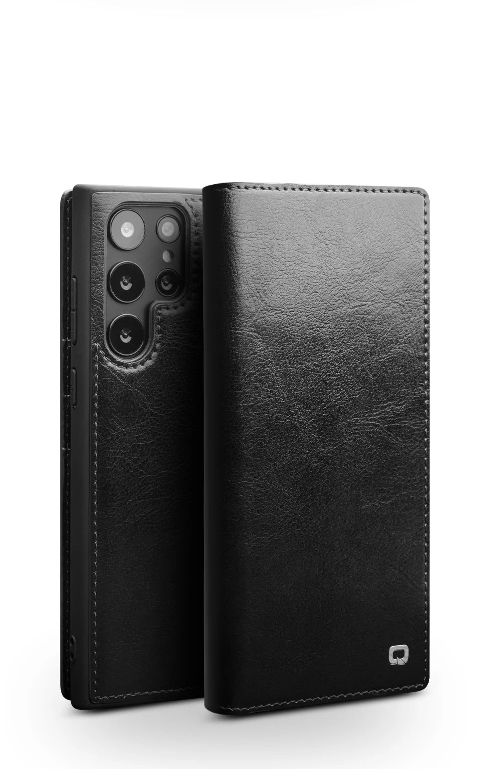 Samsung Galaxy S25 Qialino Genuine Leather Wallet with Card Slots - Retro Style for Men & Women - Perfect for Everyday Use, Travel, and Business