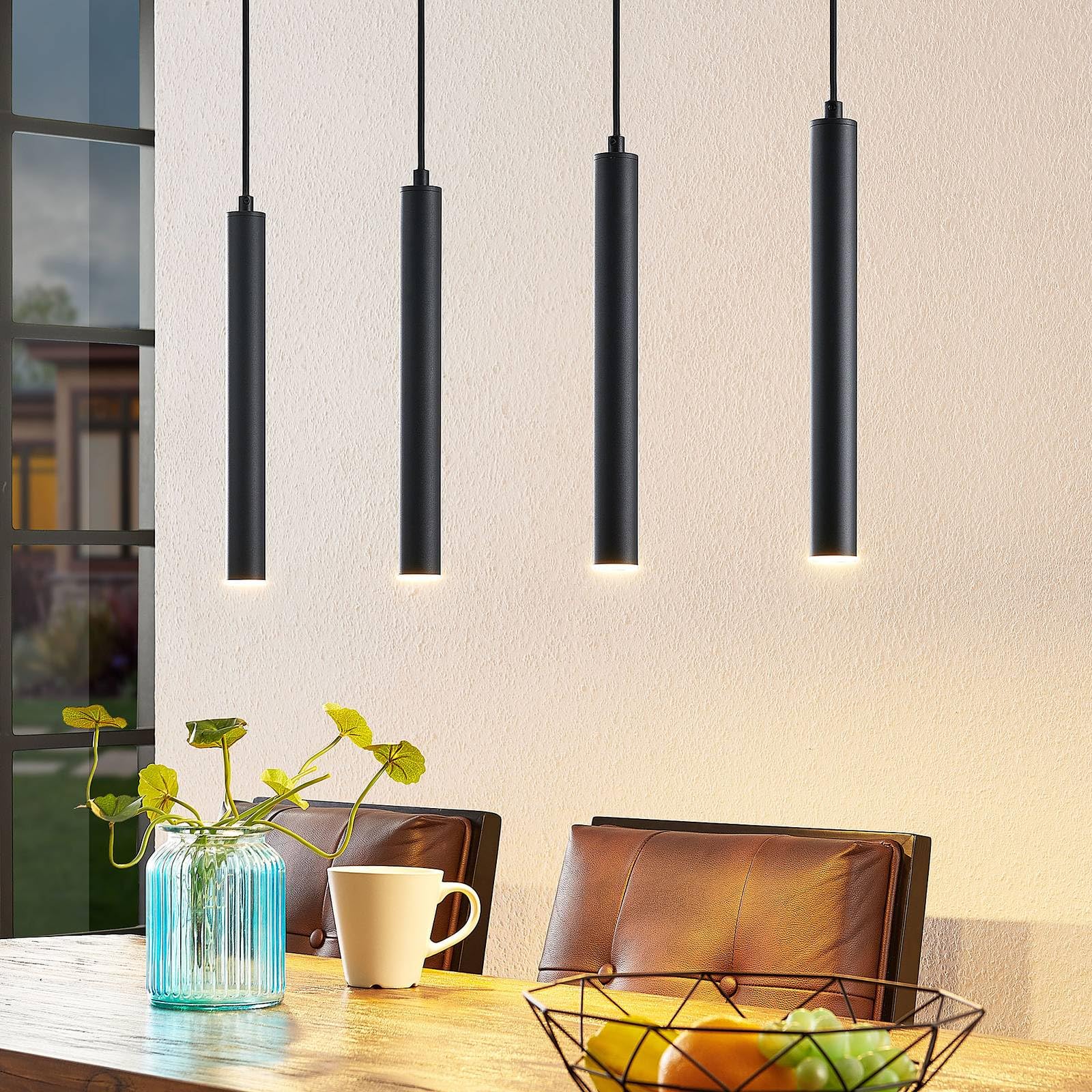 Arcchio Kammeron Modern Black Metal Pendant Lamp - 4 Lights with Bulb Included | Hanging Ceiling Light for Living Room & Dining Room Decor