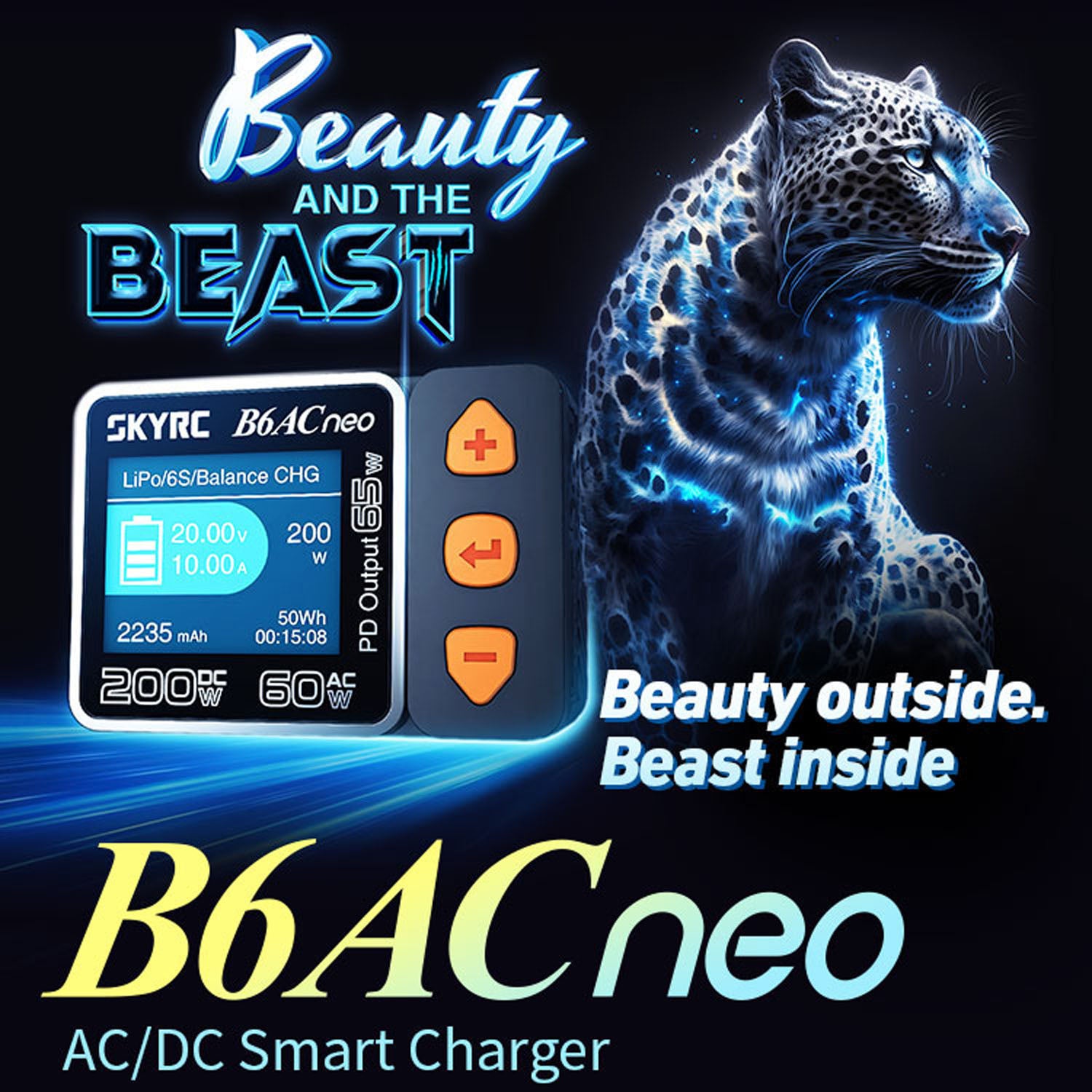 SKYRC B6ACneo S100 AC/DC Smart Charger for 1/14 1/8 1/10 1/12 1/16 RC Cars, Trucks & Drones - Fast Charging LiPo Battery (1S-6S) - Perfect for RC Hobbyists & Remote Control Vehicle Enthusiasts
