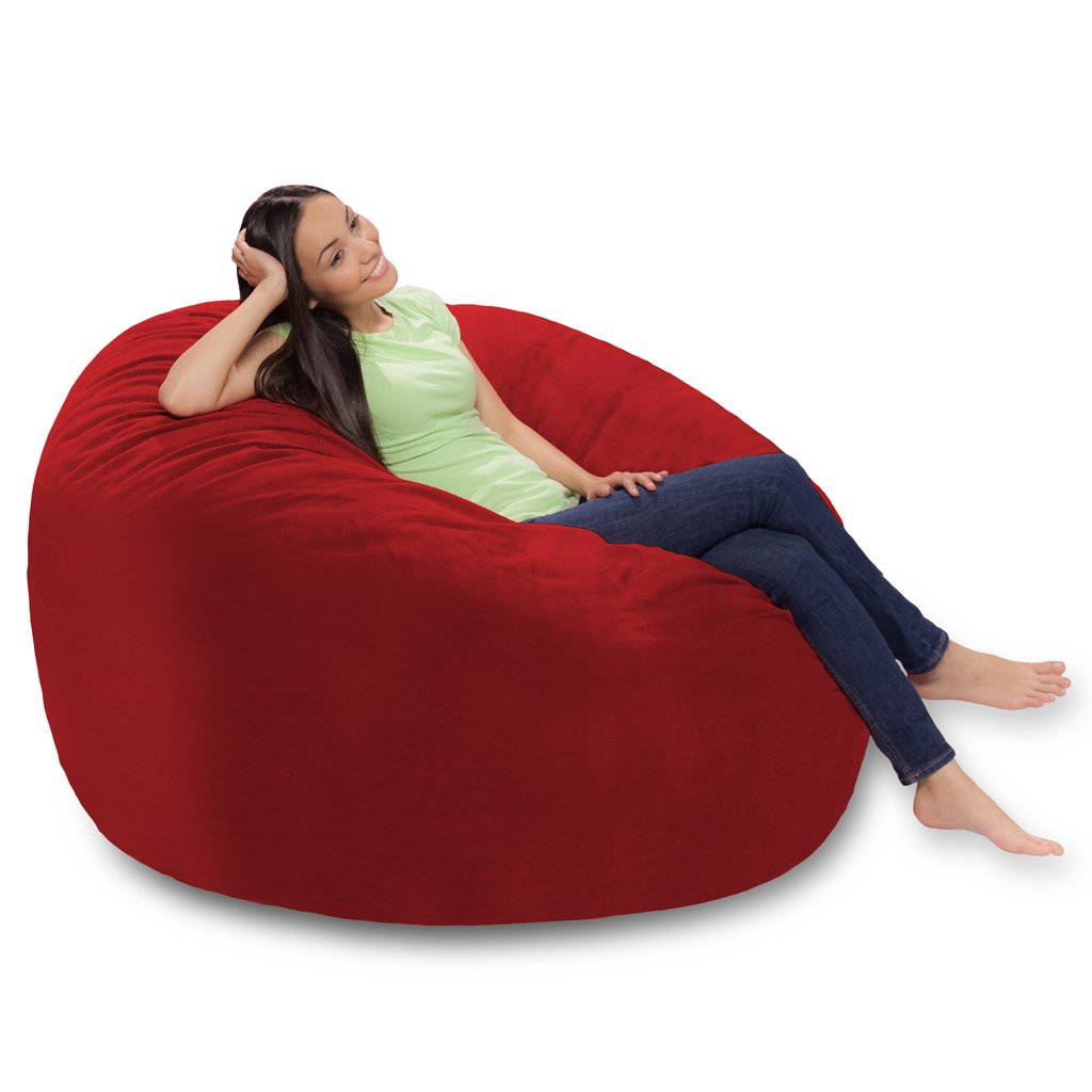 Comfy Sacks Memory Foam Bean Bag Chair - New York Red Pebble - Ultra Soft & Ergonomic Lounge Chair for Living Room, Bedroom, Dorm or Game Room