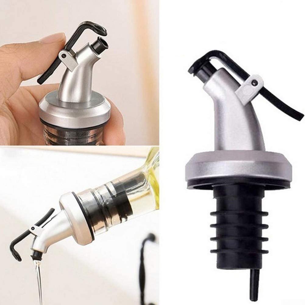 Stainless Steel Oil Bottle Pourer with Plastic Nozzle - Free Flow Wine and Liquor Dispenser Cap for Olive Oil, Kitchen, Bar, Restaurant Use (3 Pack) - Perfect for Home, Hotel, and Commercial Use