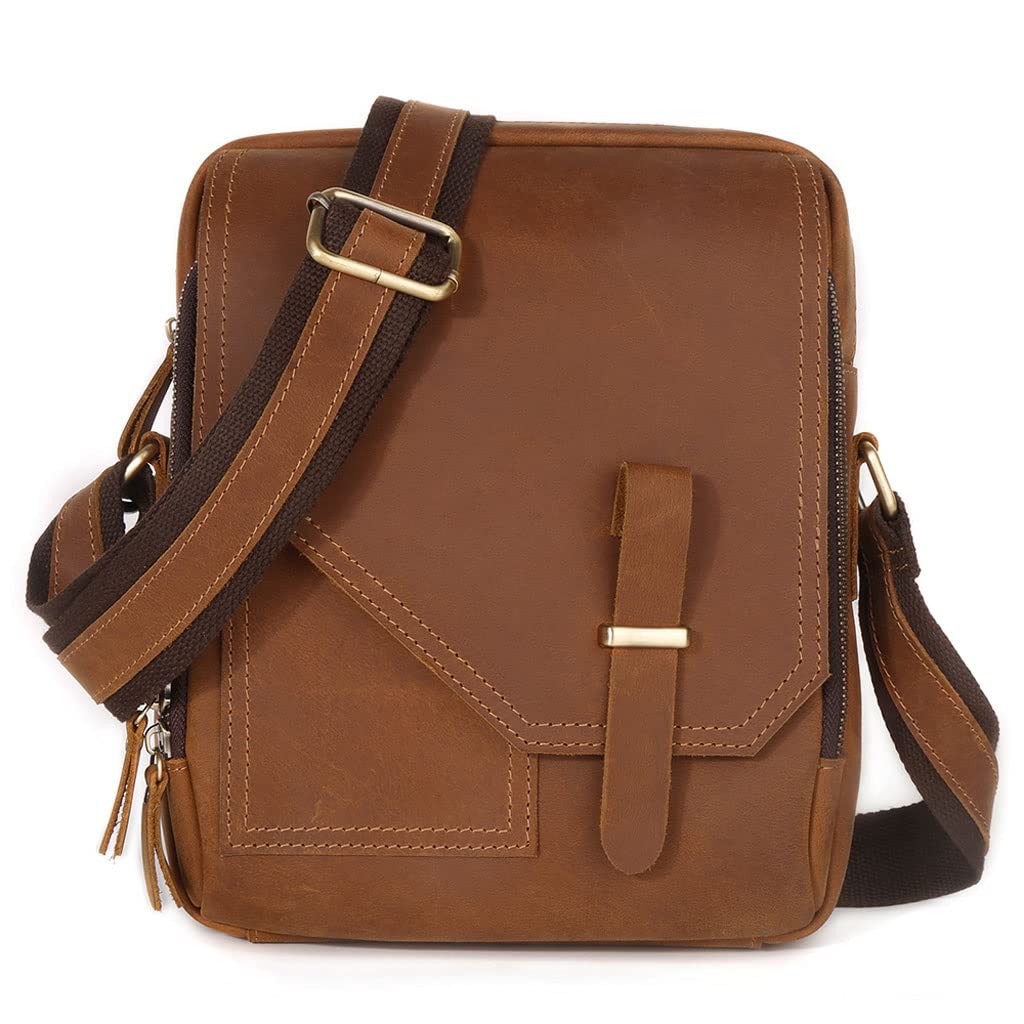 Genuine Leather Men's Vintage Crossbody Shoulder Bag - Multifunctional Small Messenger Bag for Work, Business & Travel (Color: A, Size: Standard) - Perfect for Office Commute, Daily Use & Weekend Getaways