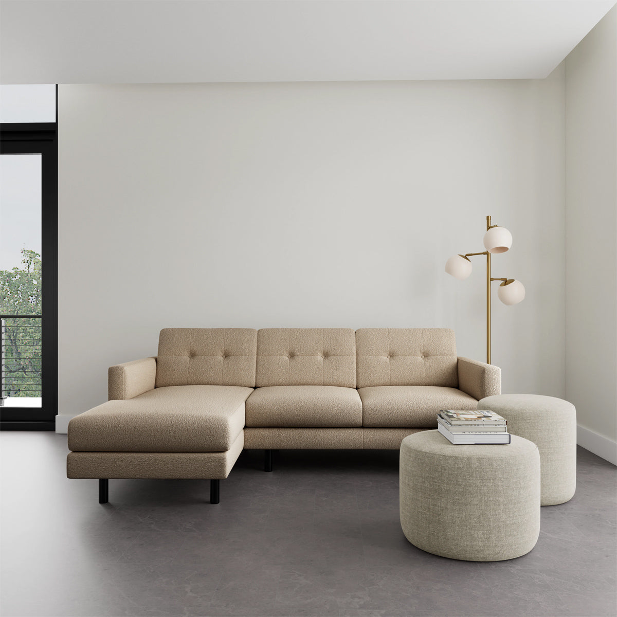 Conrad Boucle Left Chaise Sofa - Modern Upholstered Sectional Couch for Living Room, Lounge & Home Decor