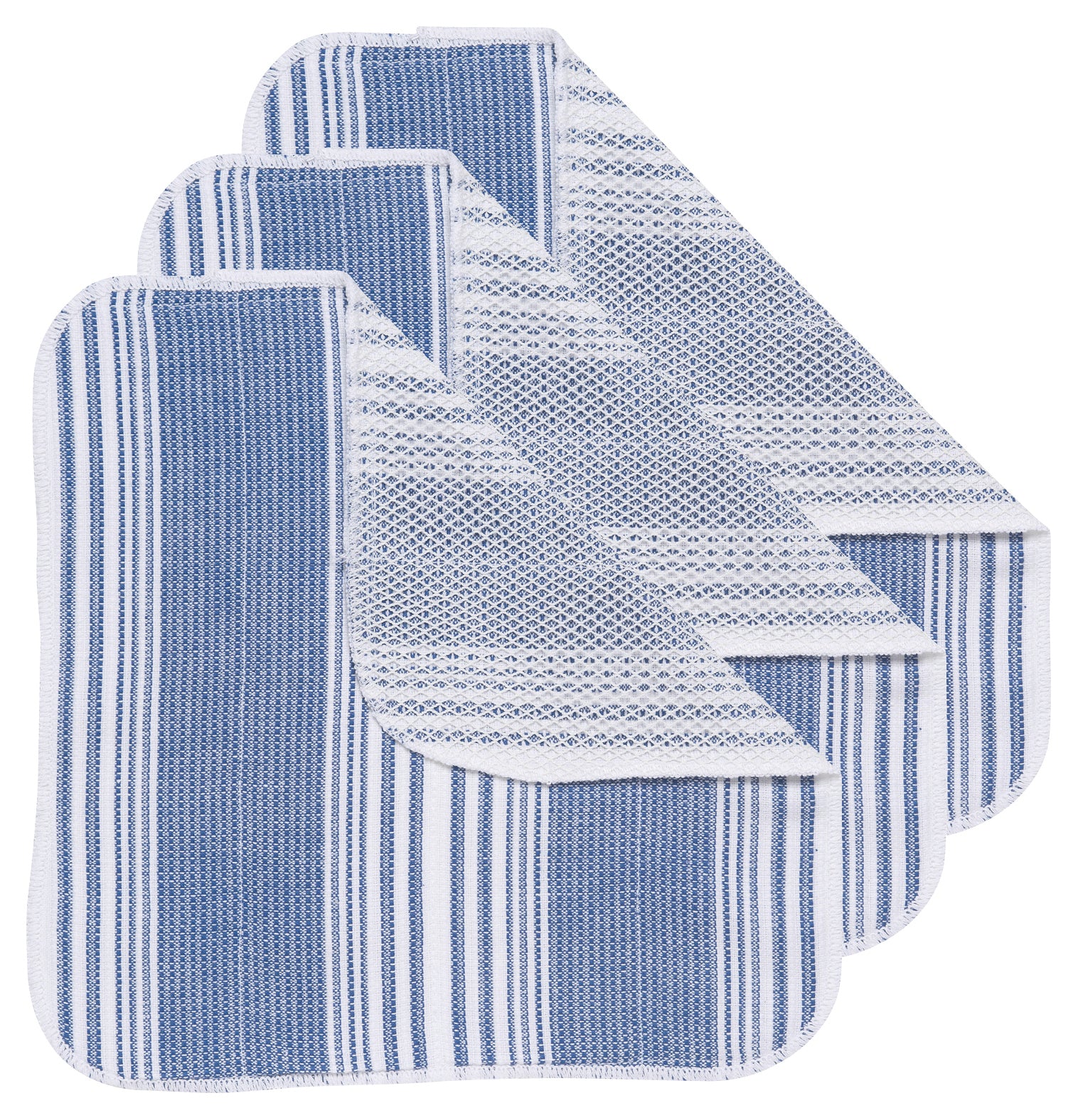 Now Designs Scrub It Dishcloths Set of 3 - Premium Royal Blue Cotton Kitchen Towels for Washing Dishes, Cleaning Countertops & Household Chores