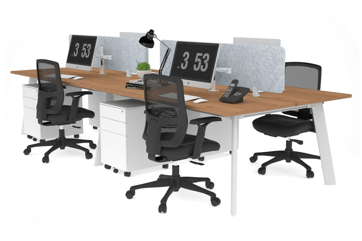 4-Person Workstation with White Frame - 1400L x 700W - Office Desk for Team Collaboration & Shared Workspace - Perfect for Open Offices, Coworking Spaces & Home Offices