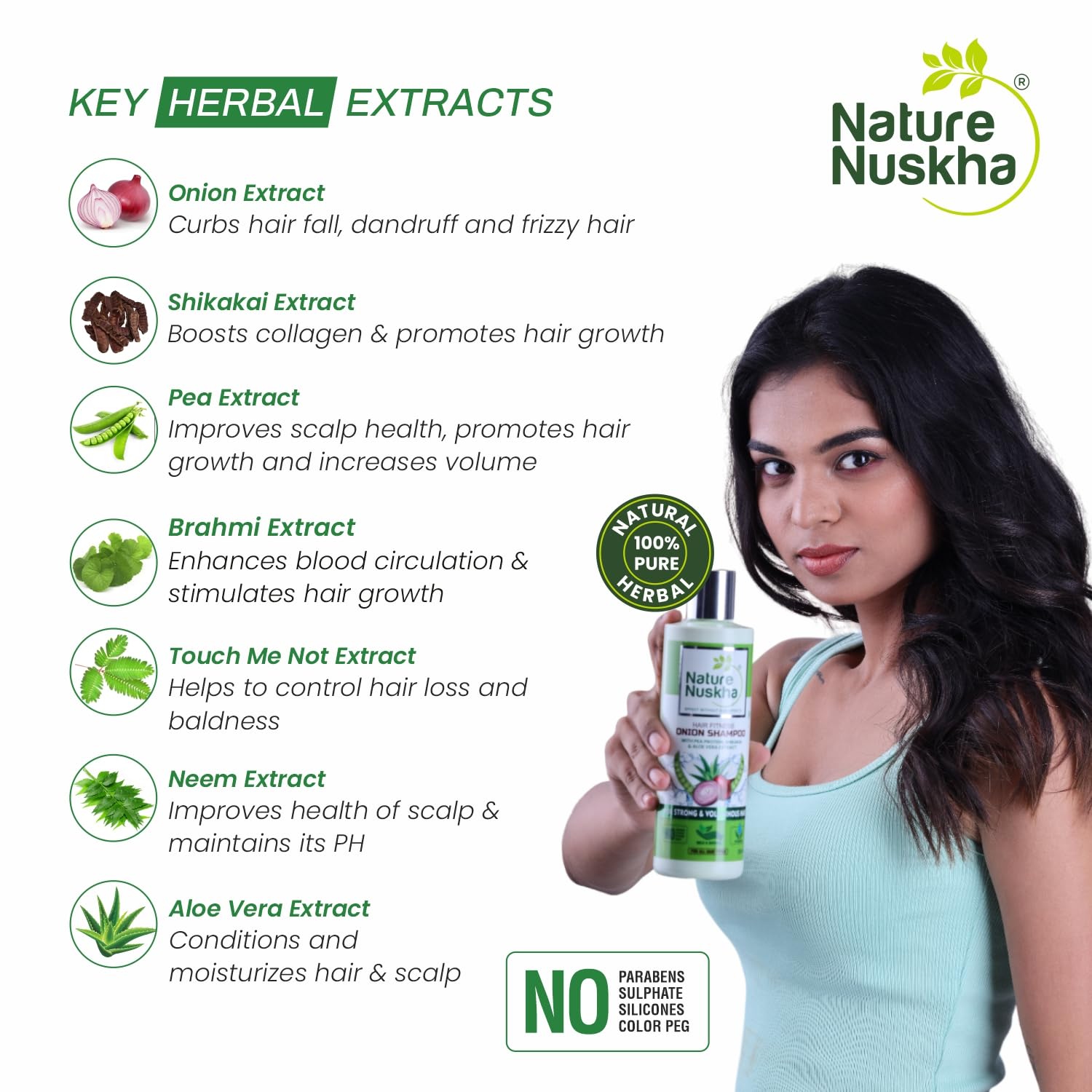 **Nature Nuskha Hyaluronic Acid & Onion Shampoo for Dandruff Control – Infused with Shikakai & Neem Extracts, Sulfate-Free, Strengthens & Hydrates Hair, Reduces Hair Fall – 250ml for Men & Women – Ideal for Daily Use & Scalp Care**