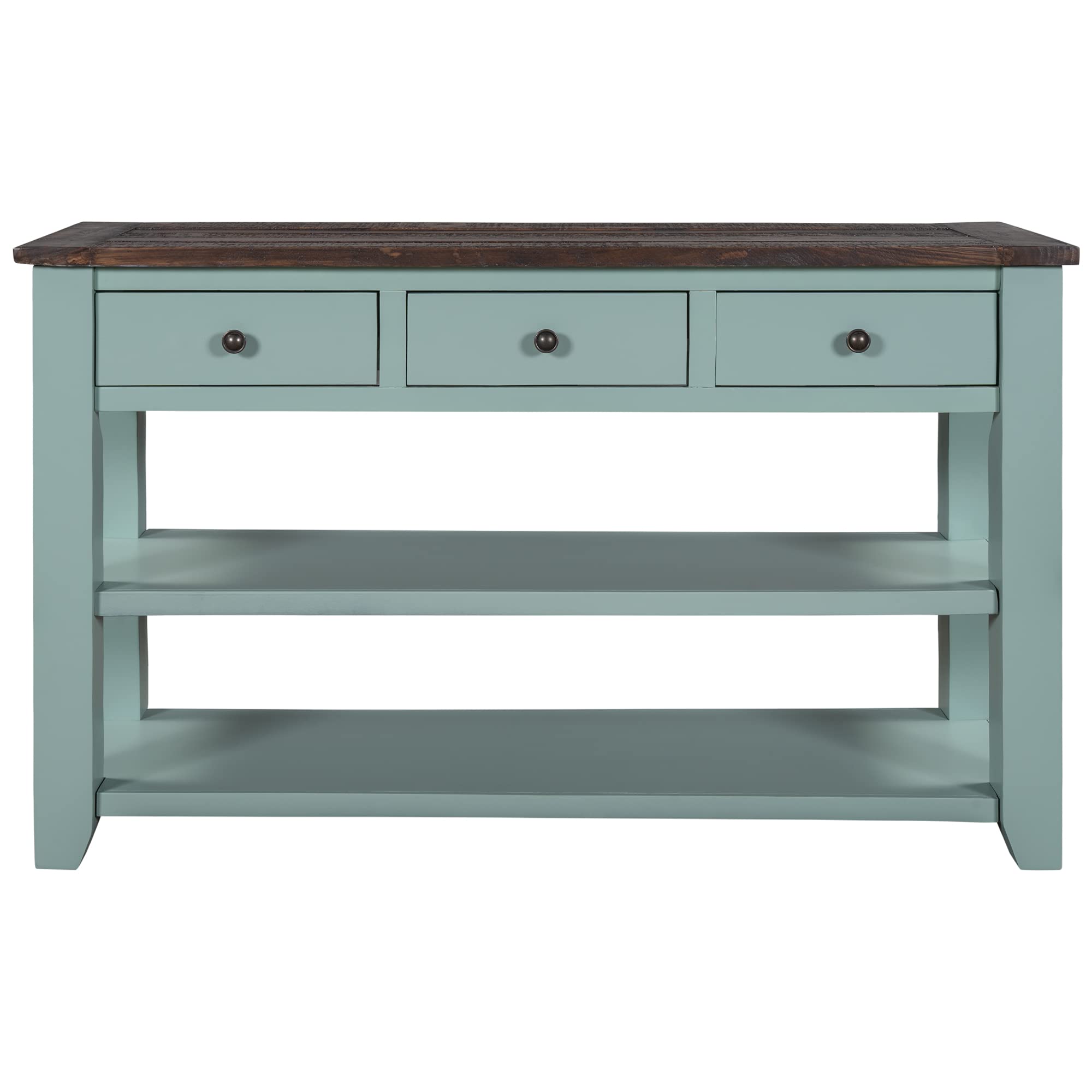 Modern Wood Console Table with 3 Drawers & 2 Shelves - Entryway Sofa Table, Hallway Sideboard, Living Room Buffet Table - Green (Perfect for Small Spaces & Home Decor)