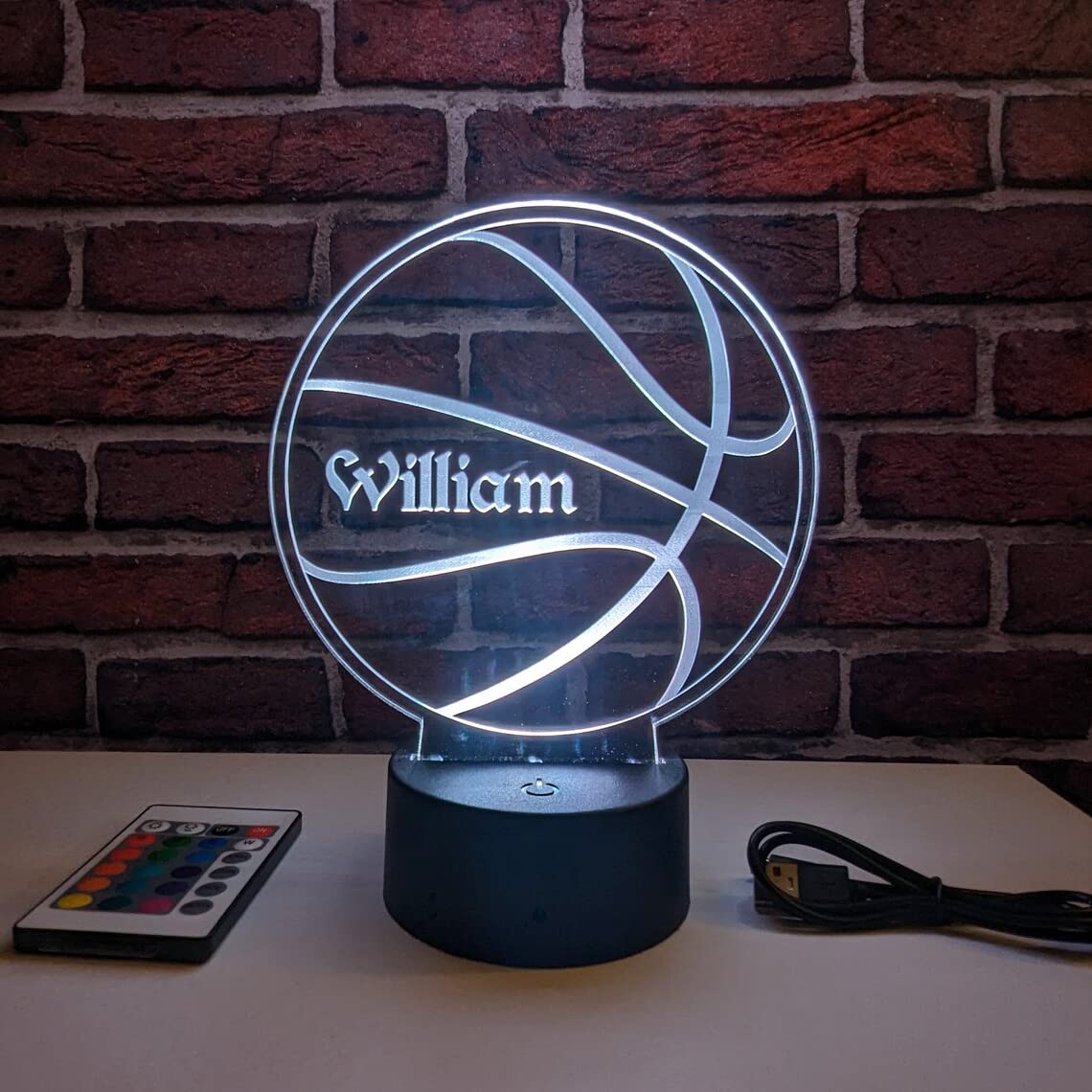 Personalized LED Basketball Night Light - Custom Name Plate Lamp for Basketball Players - Perfect Gift for Bedroom, Game Room & Sports Decor