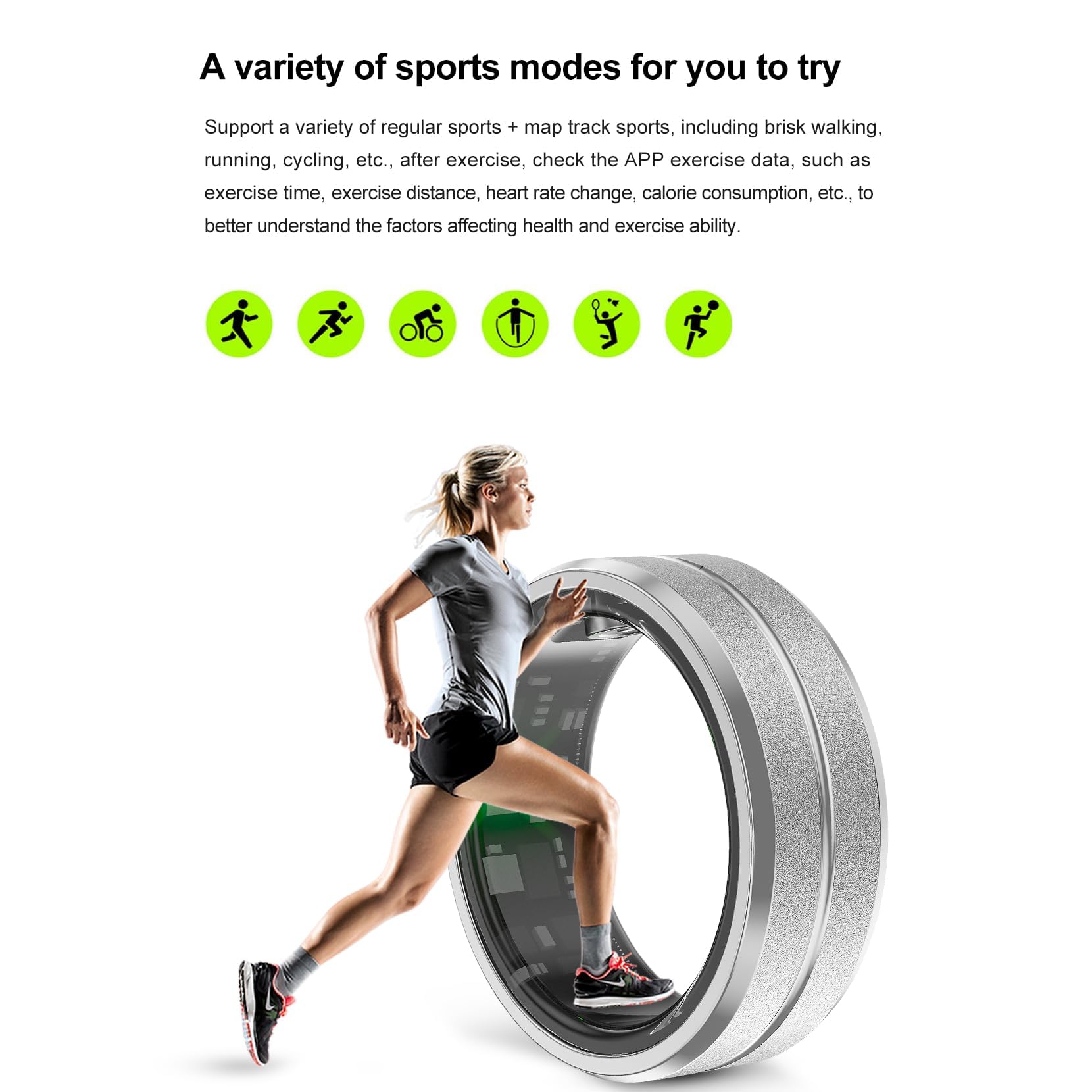 2024 Smart Ring Fitness Tracker with Blood Oxygen & Heart Rate Monitor - IP68 Waterproof Sleep Tracking Ring for Men & Women - Camera Control Smart Wearable Device (US Size 9) - Perfect for Workouts, Sleep Analysis & Daily Health Monitoring