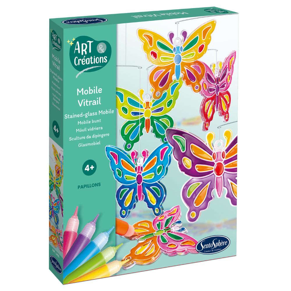 Sentosphere Stained Glass Butterfly Mobile Kit - DIY Sun Catcher Craft for Kids & Adults - Perfect for Nursery Decor, Window Hanging, Gift Idea