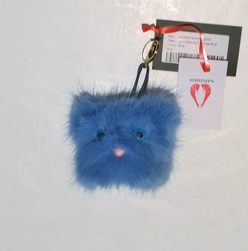 Blue Shrimp Faux Fur Keychain Charm - Cute Cartoon Mascot Bag Accessory for Women, Girls, Backpacks & Gift Giving
