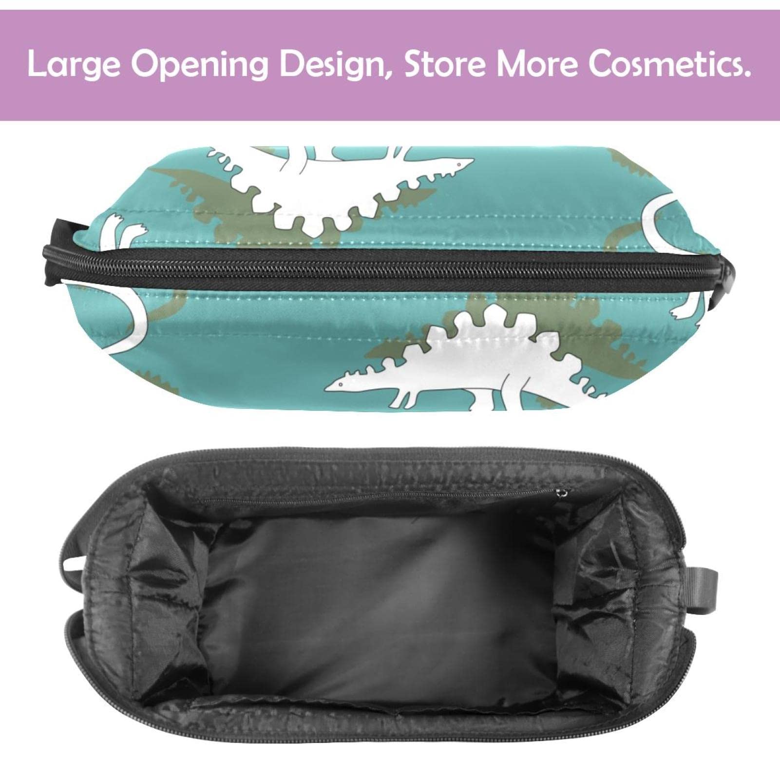 Large Makeup Bag for Travel - White Dinosaur Cosmetic Organizer & Toiletry Bag for Women | Perfect for Travel, Gym, and Daily Essentials Storage
