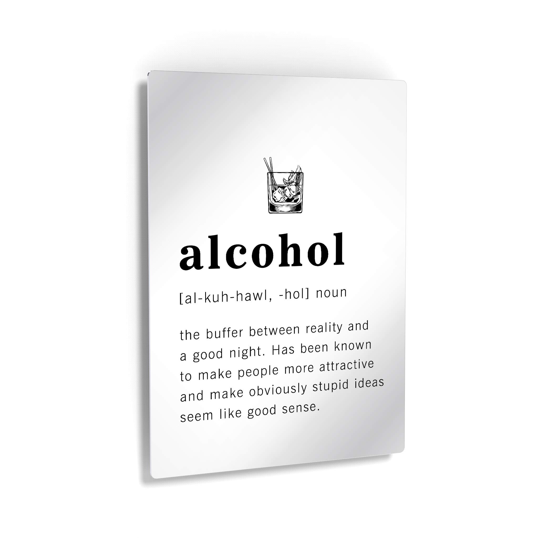 Funny Alcohol Definition Metal Print - Inspirational Quote Wall Art for Office, Living Room, Bedroom & Bathroom Decor | 36x24 Inch Ready-to-Hang Home Decor | Made in USA | Perfect for Bars, Man Caves & Gift Giving