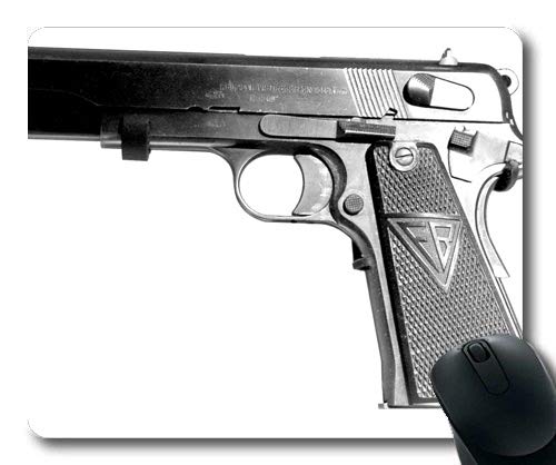 Non-Slip Mouse Pad with Stitched Edges - Pistol Design Gaming Mouse Mat for PC & Laptop - Perfect for Office Work, Gaming & Secret Service Enthusiasts