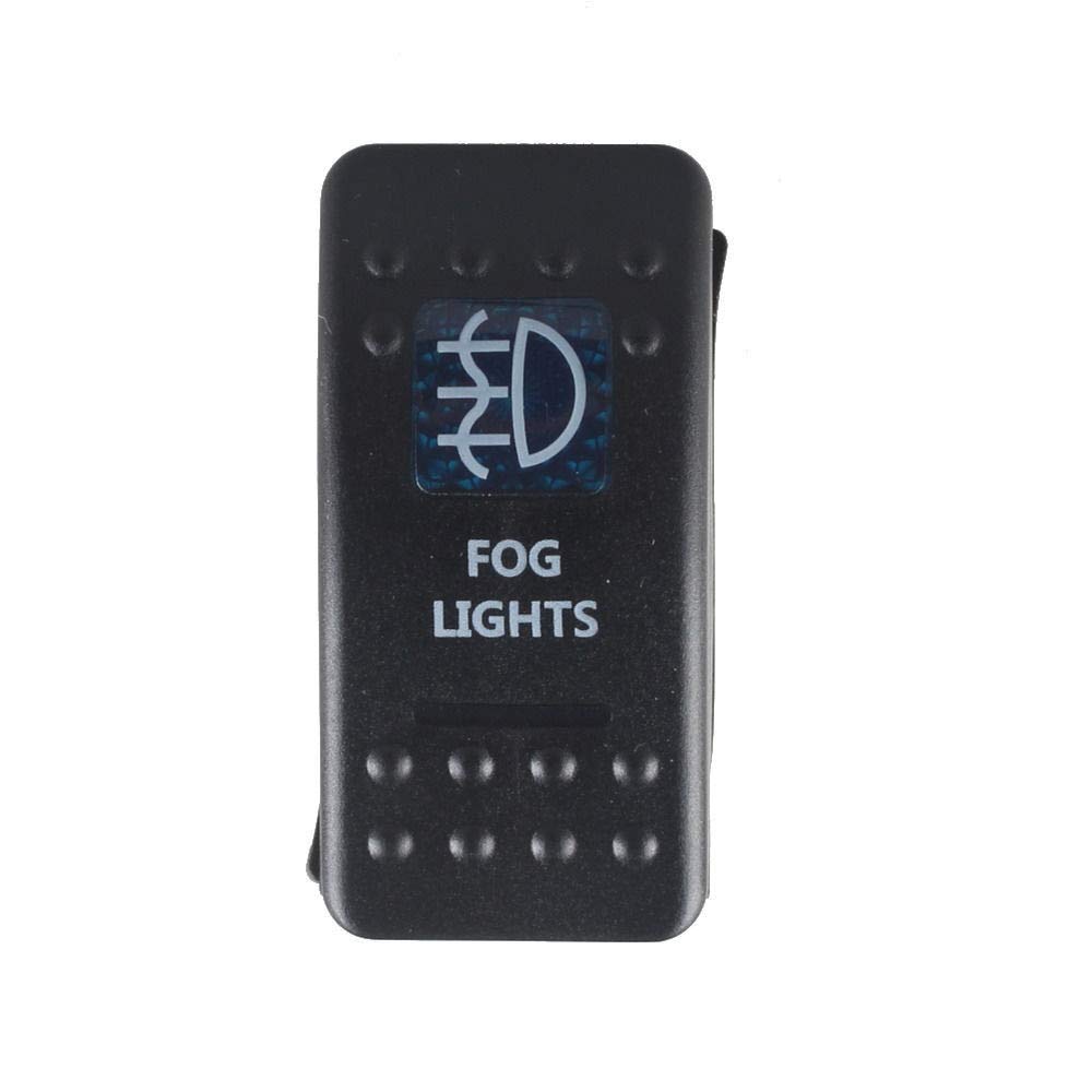 12V 20A Carling Rocker Switch with Blue LED - Universal Automotive Fog Light Switch for Trucks, Boats, RVs - Durable Off-Road & Marine Electrical Accessories (XY01)