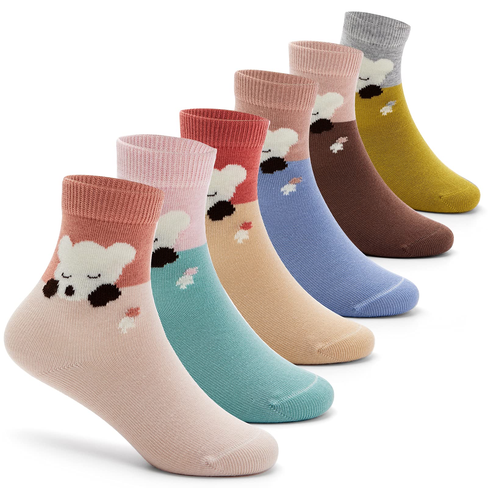 Boys Cotton Crew Socks 6-Pack - Seamless Toe, Colorful Quarter Socks for Kids | Soft & Breathable Everyday Wear for School, Sports & Play