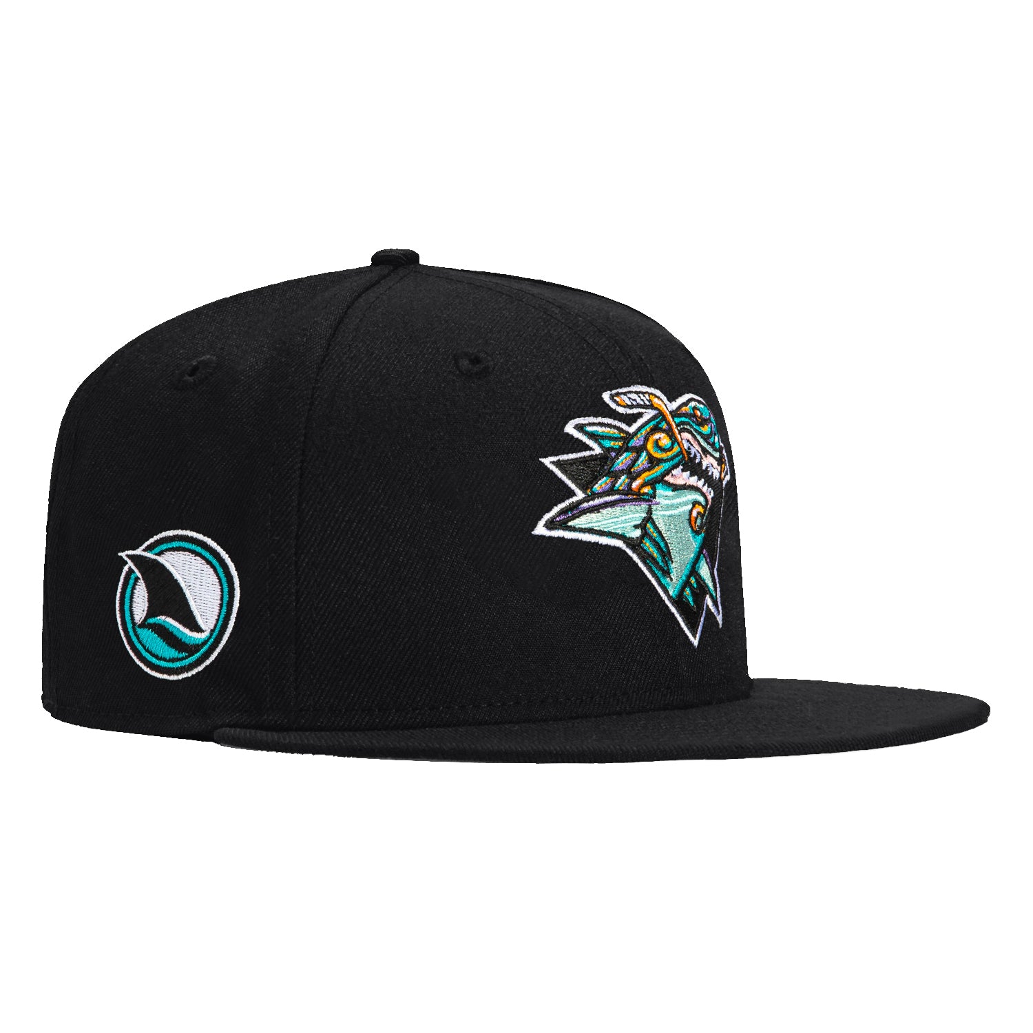 New Era 59Fifty San Jose Sharks Logo Patch Snapback Hat - Black NHL Hockey Cap for Men & Women - Perfect for Games, Fan Gear & Streetwear Fashion