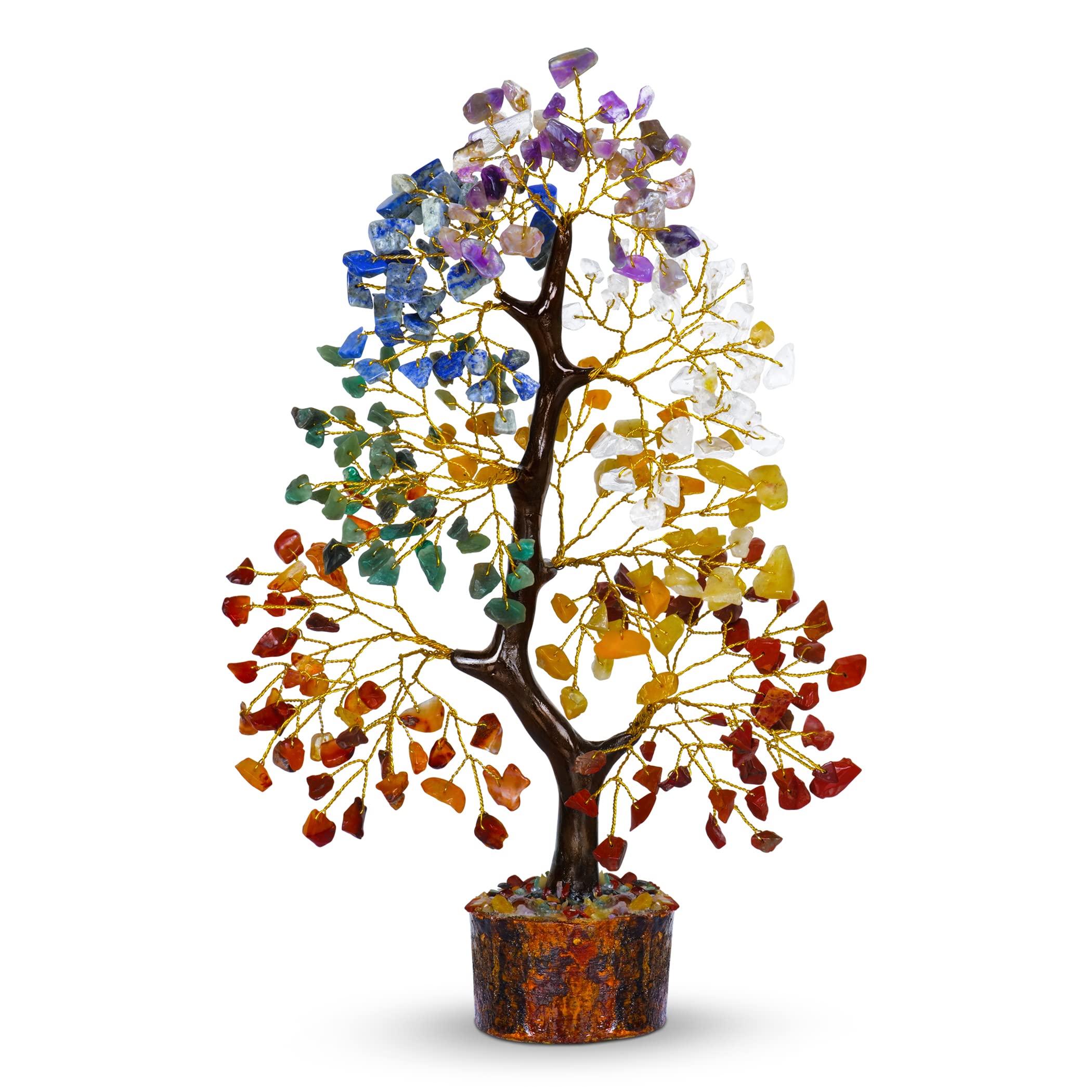 7 Chakra Crystal Tree - Feng Shui Money Tree for Office & Home Decor, Meditation Accessories with 300 Beads Gemstones (10-12 Inches) - Perfect for Housewarming Gifts, New Home Blessings & Positive Energy Spaces