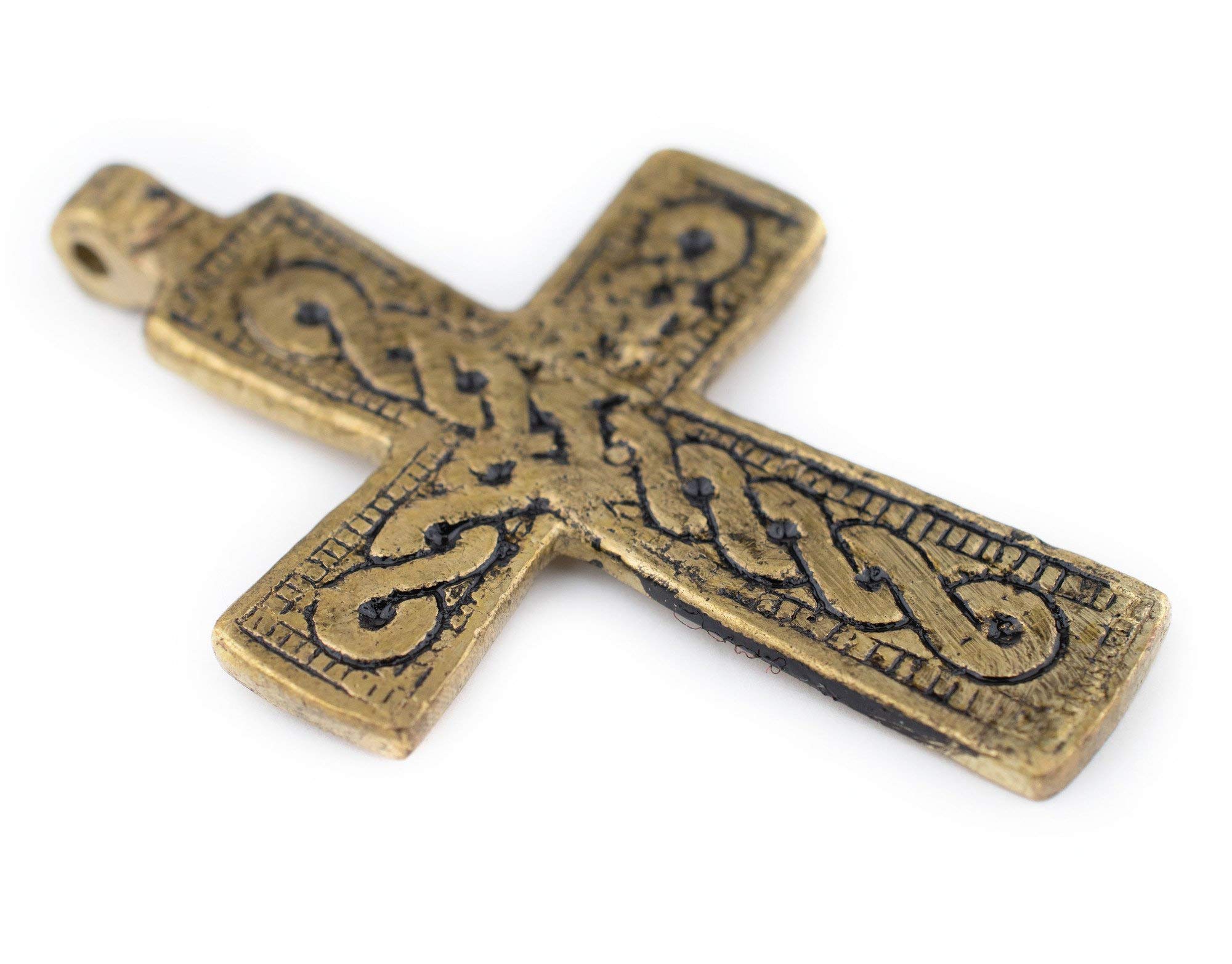 Authentic Ethiopian Coptic Cross Pendant - 60x40mm Handcrafted Brass African Charm Necklace for Men & Women | Religious Jewelry, Cultural Gift, Faith-Based Accessory for Church, Weddings & Special Occasions