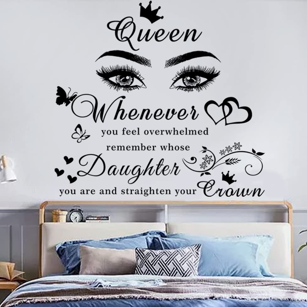 Inspirational Wall Stickers for Girls - Motivational Quote Queen Wall Decals with Butterfly Design, Positive Home Decor for Women & Teens - Perfect for Bedroom, Living Room, Beauty Salon & Girls Room Decor