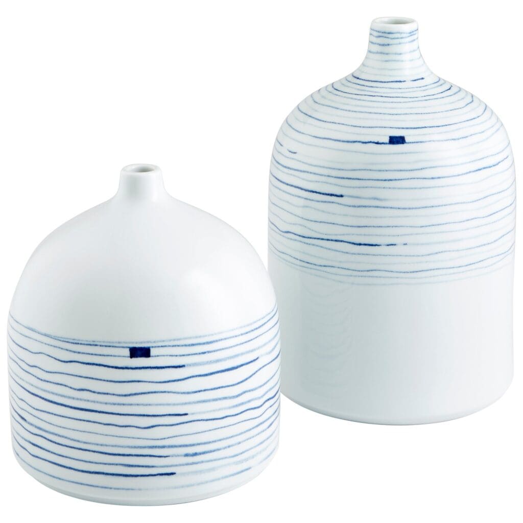 Cyan Design 10802 Whirlpool Vase - Blue and White Ceramic Home Decor - Small Tabletop Vase for Flowers, Centerpiece, Wedding, Living Room, Office Decor