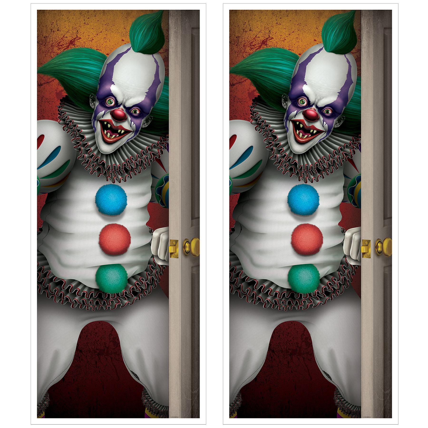 12 Pack Beistle Halloween Creepy Clown Door Cover Decorations - Spooky Party Supplies for Haunted House, Trick or Treat, and Halloween Decor
