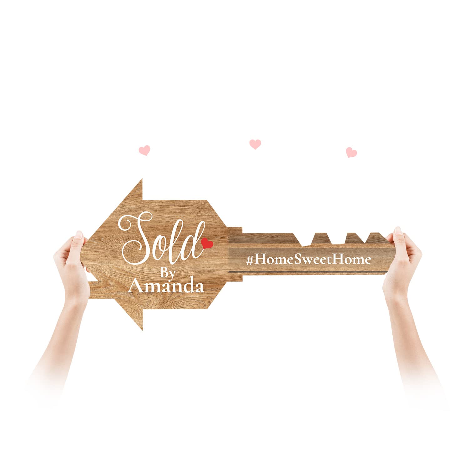 Custom Giant Gold Real Estate Sold Key Sign for Realtors - Personalized Marketing Tool for House Closings - Large Bright Wooden Realtor Prop (Perfect for Open Houses, Closing Gifts & Photo Ops)